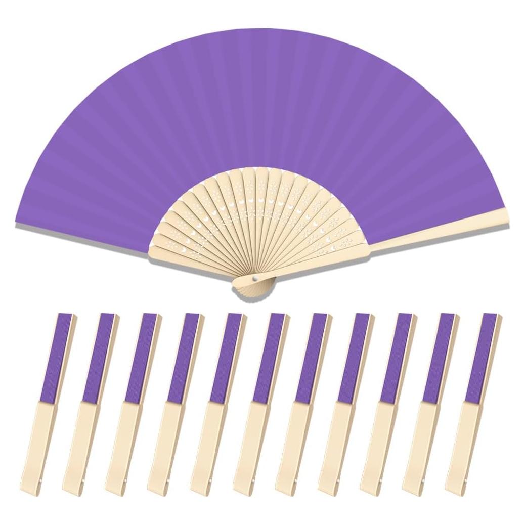 Set de 12 Abanicos Plegables Raveahem 21 cm Púrpura Oscuro