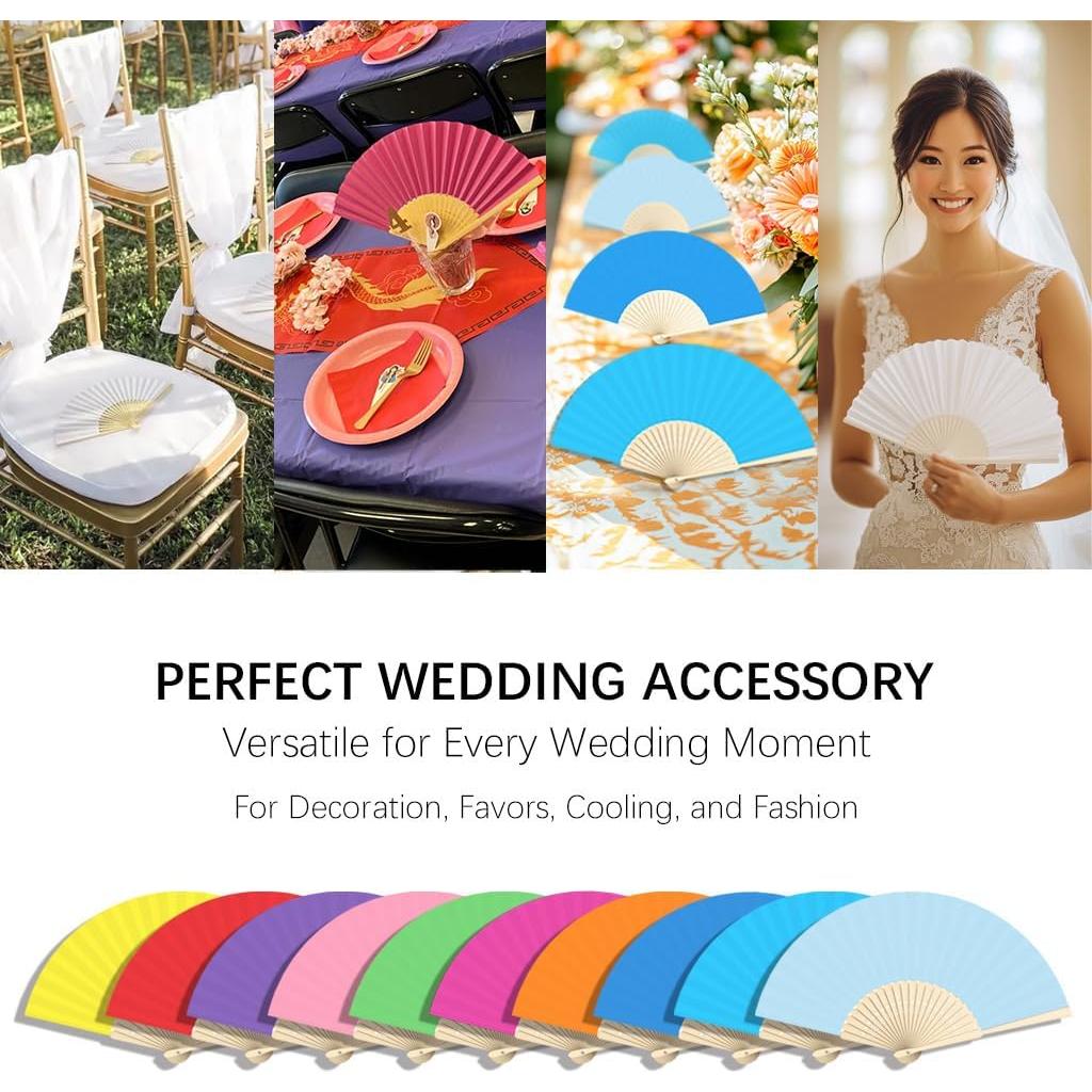 Set de 12 Abanicos Plegables Raveahem 21 cm Púrpura Oscuro