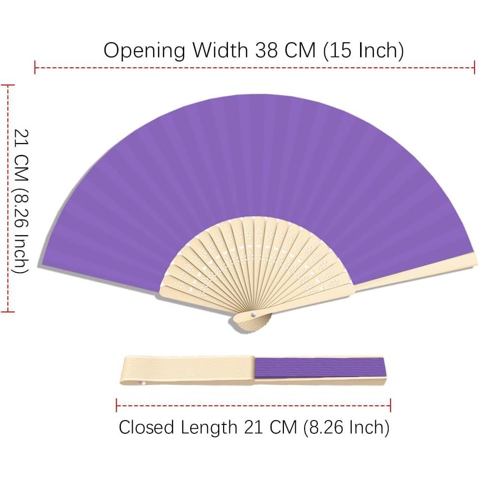 Set de 12 Abanicos Plegables Raveahem 21 cm Púrpura Oscuro