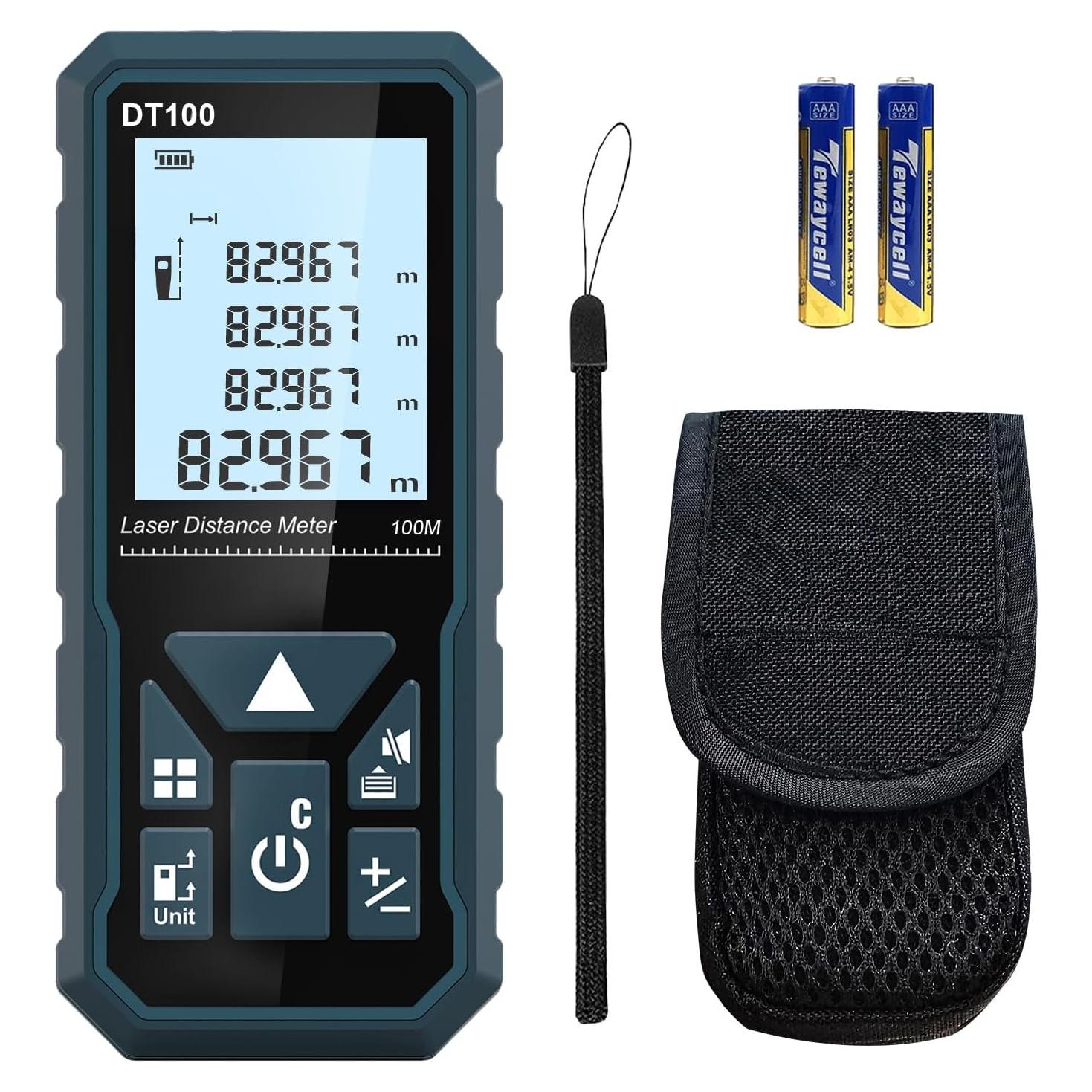 Medidor Láser HANMATEK DT100 99.97m Pantalla LCD Retroiluminada