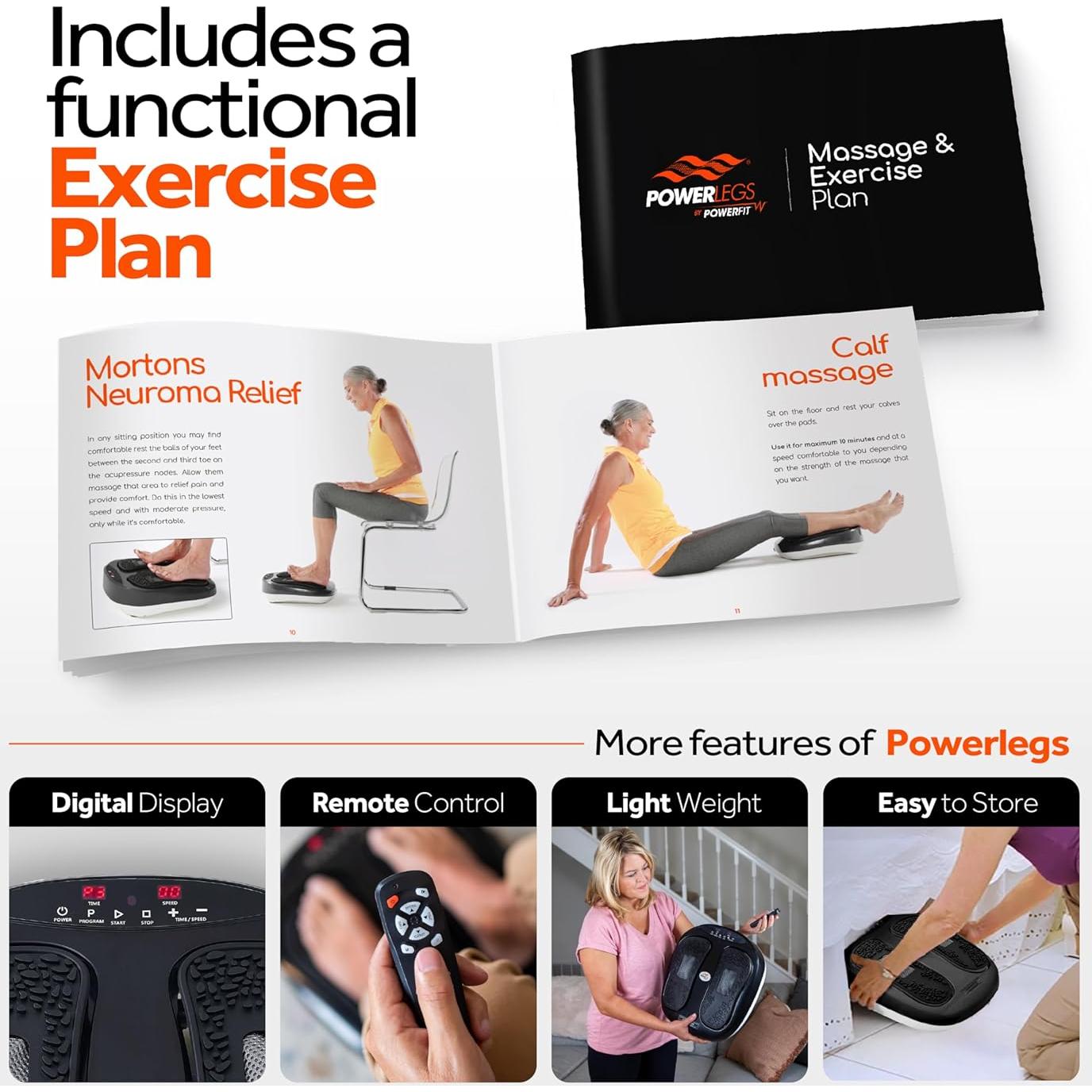 Masajeador de Pies Eléctrico Powerfit ETF002M-B con Control Remoto