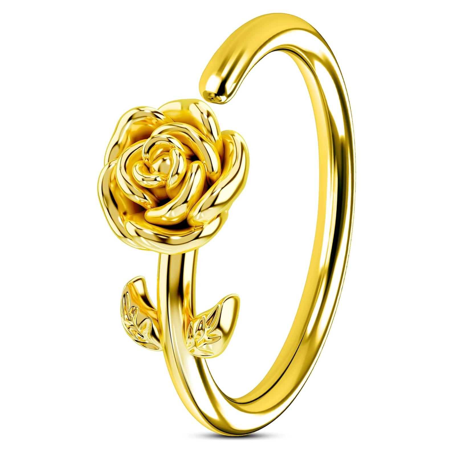 Anillo de Nariz OUFER Flor Rosa 20G Acero Inoxidable 8mm