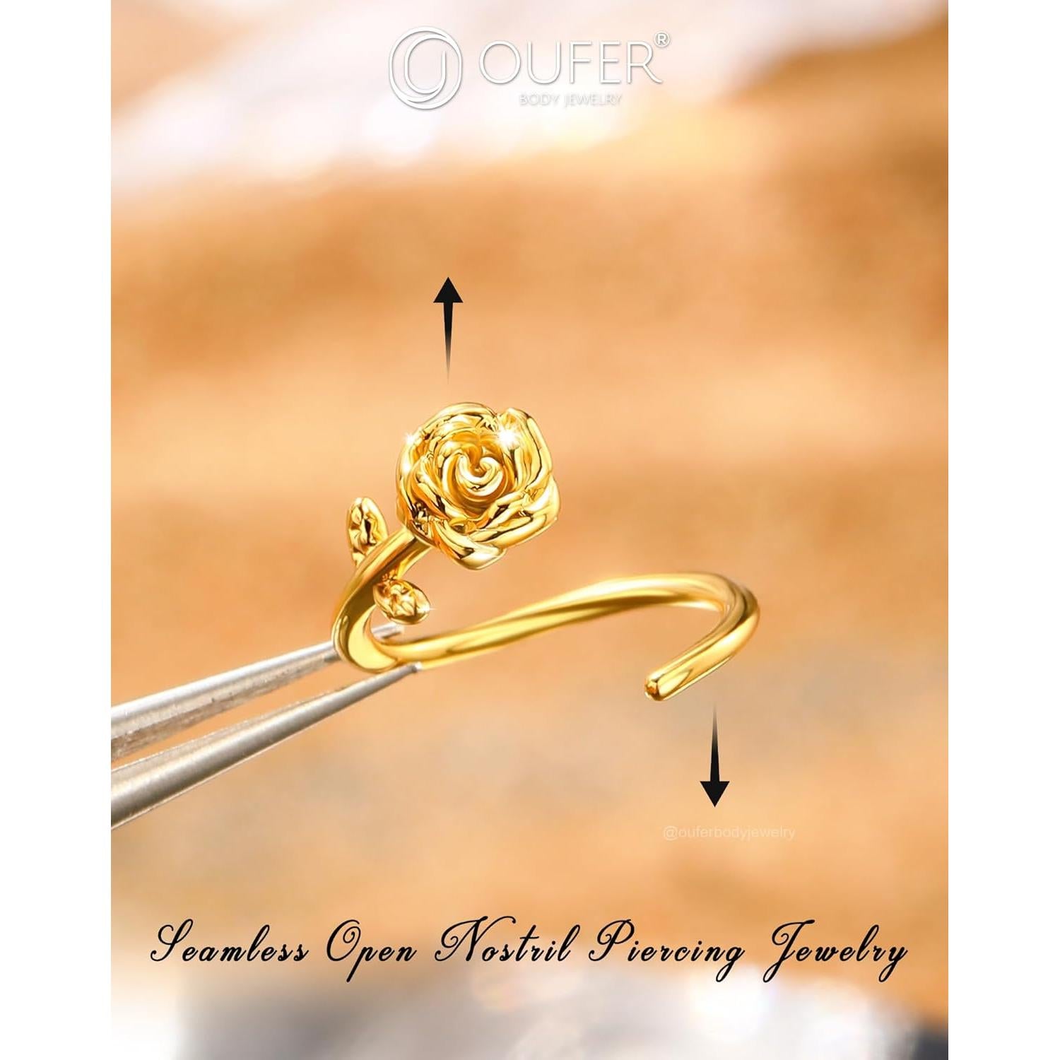 Anillo de Nariz OUFER Flor Rosa 20G Acero Inoxidable 8mm