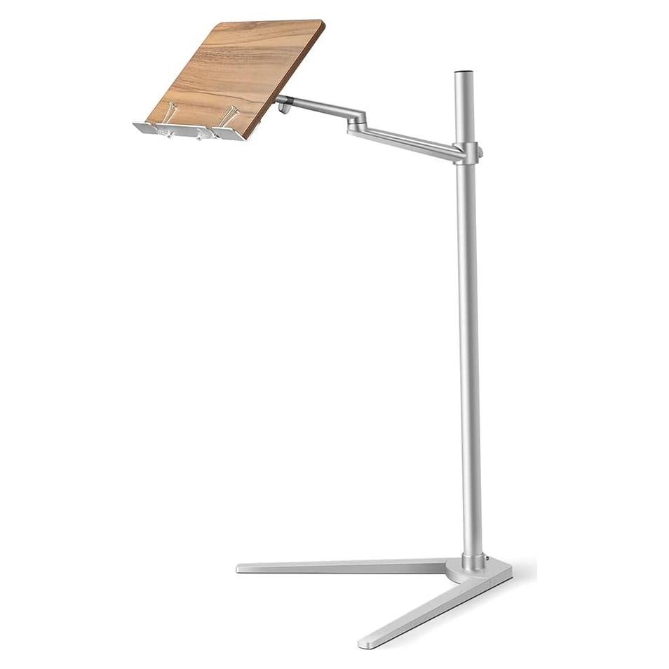 Soporte para Libros Shikha Ajustable con Base de Madera y Aluminio