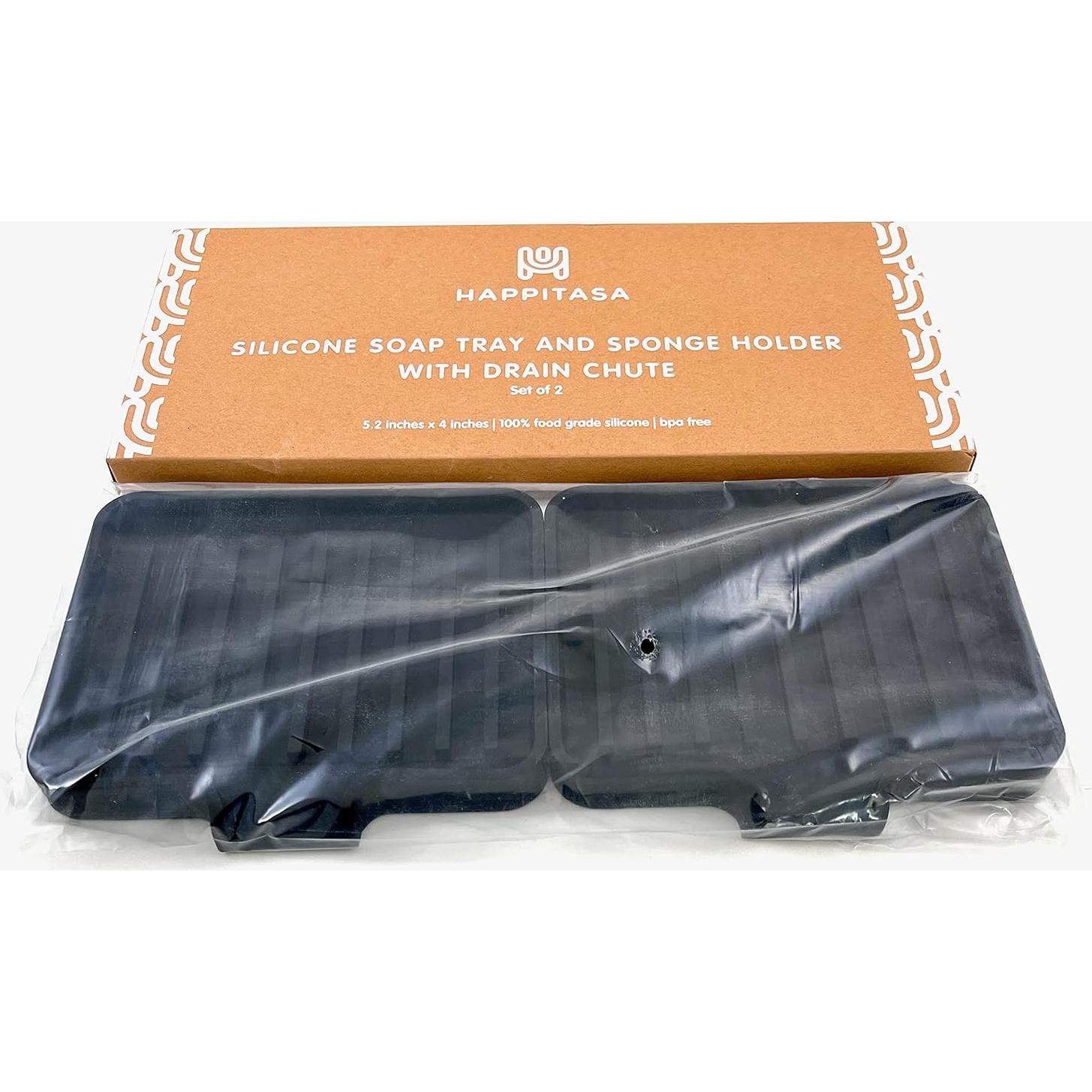 Bandeja de Jabón de Silicona Happitasa con Soporte para Esponjas - 2 Piezas
