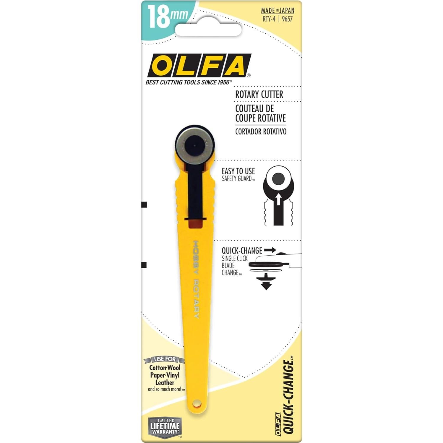 Cortador Rotativo OLFA RTY-4 18mm con Cuchilla RB18