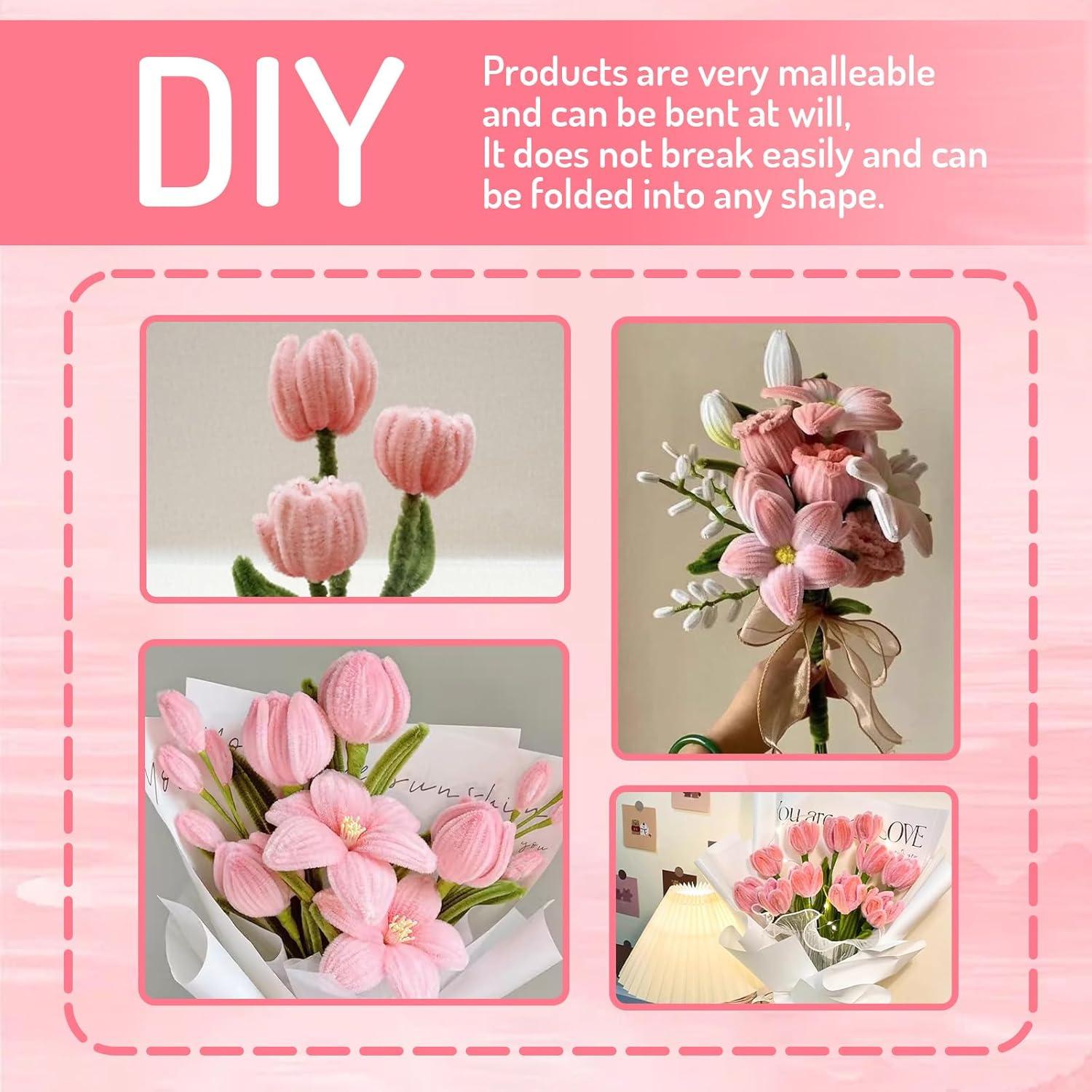 Limpiapipas Chenille Rosa Suave 300 Piezas Whaline 30x0.6 cm