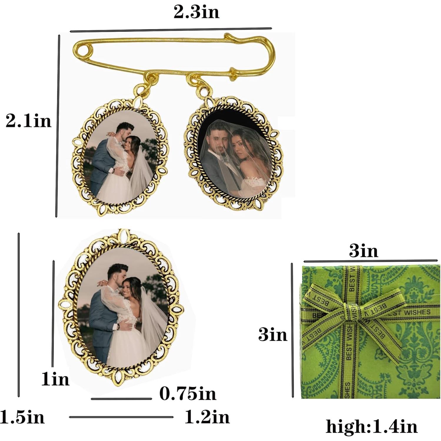 Kit DIY Charm de Foto para Ramo de Boda Dorado - 2 Sets