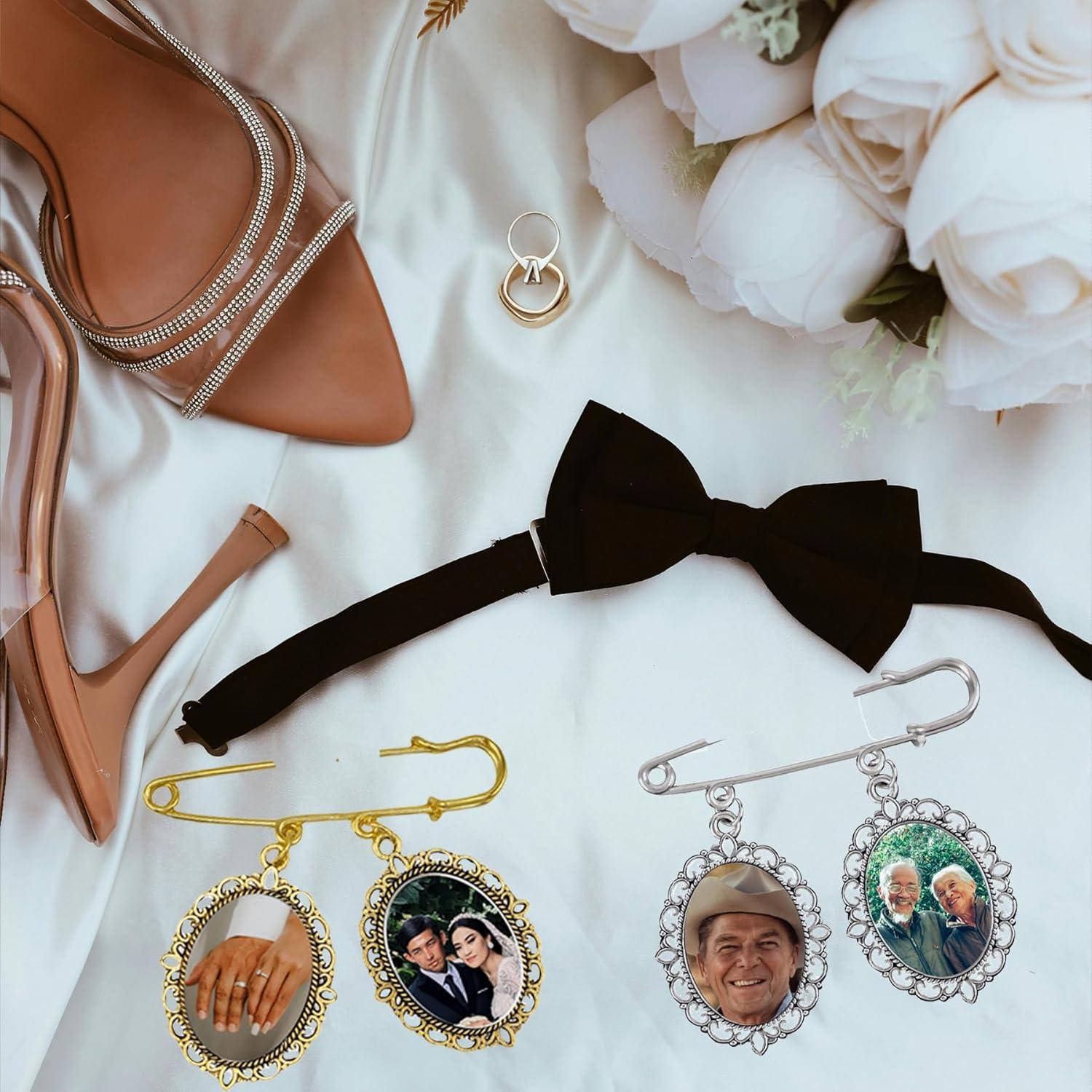 Kit DIY Charm de Foto para Ramo de Boda Dorado - 2 Sets