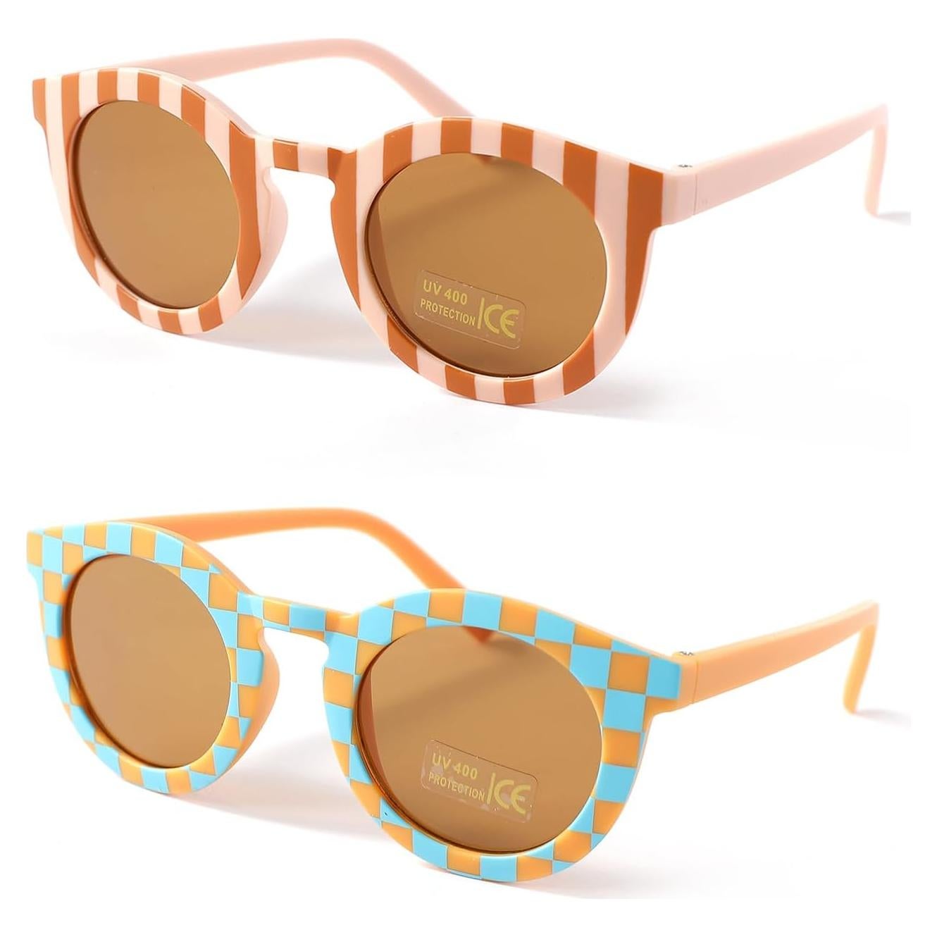 Gafas de sol UV400 para niños 2pack Rosa Marrón + Azul Amarillo