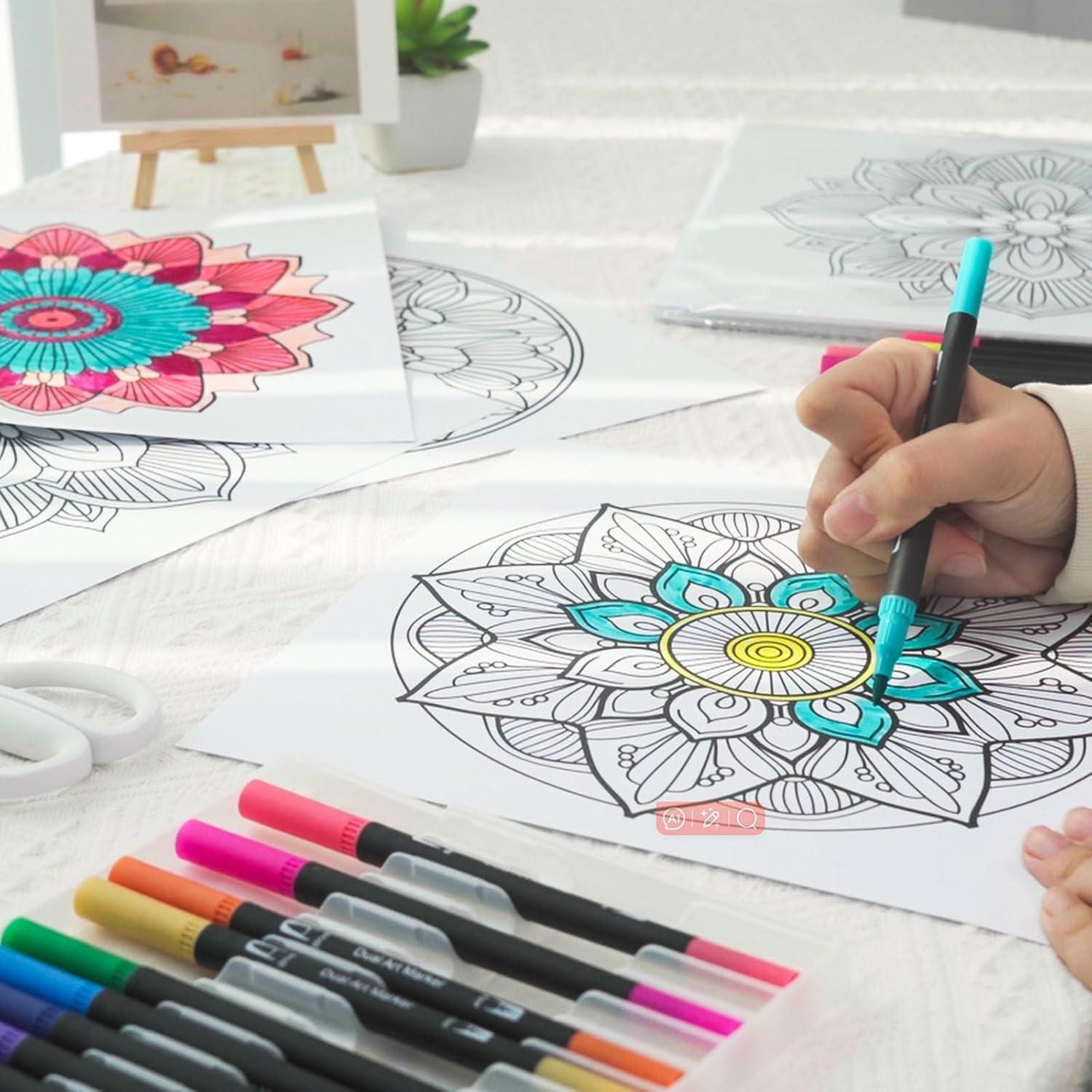 Conjunto de Tarjetas para Colorear Mandala Hiwhy 48 Pcs 25.4cm