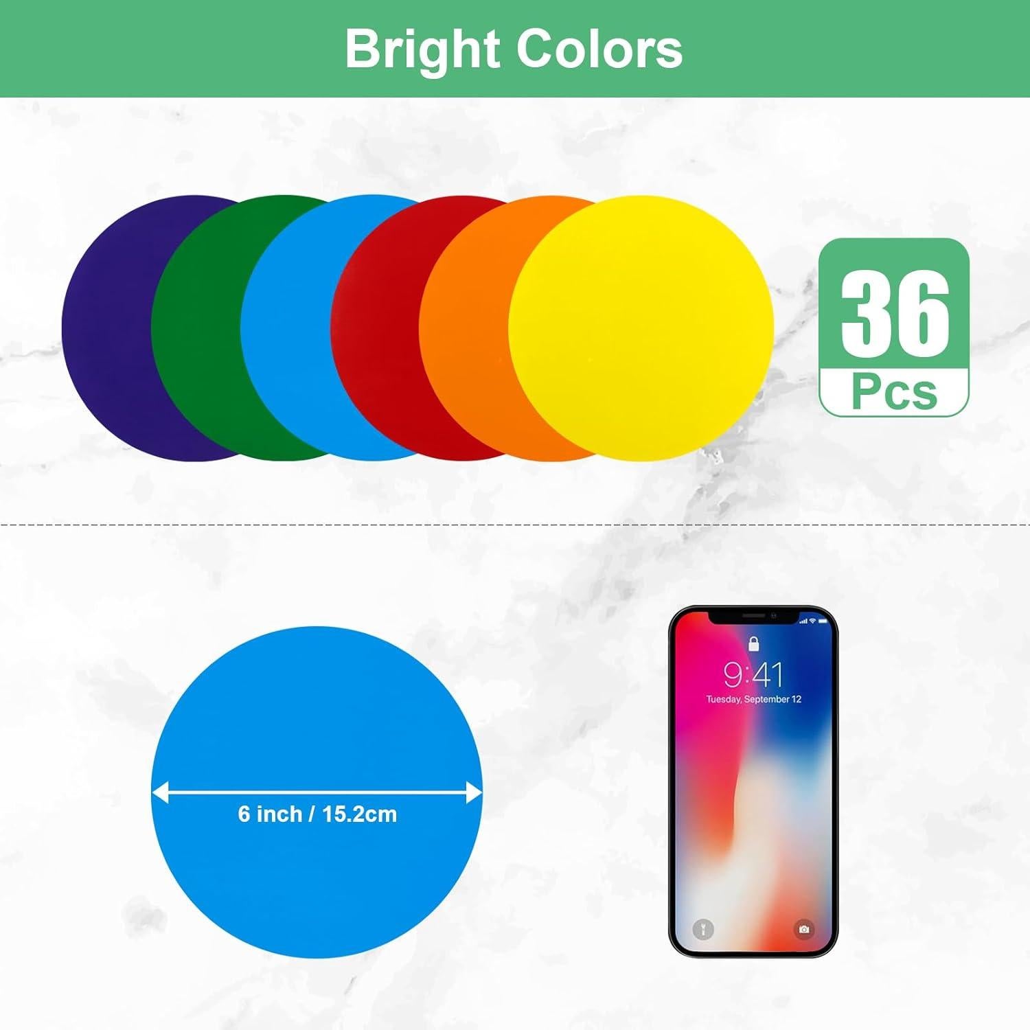 Etiquetas de Puntos de Piso Coloridas ForTomorrow 36 Pcs 15.24 cm