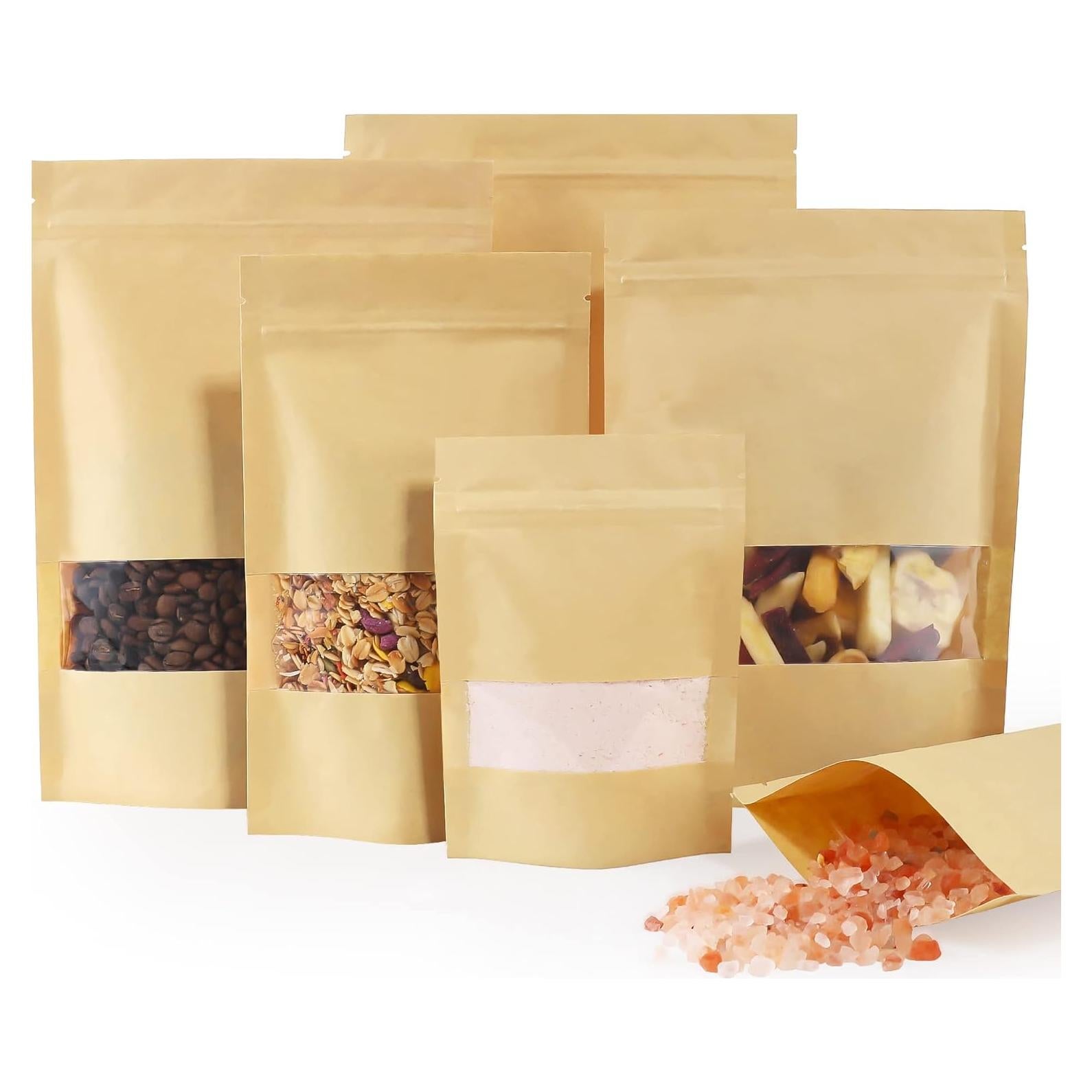 Bolsas de Papel Kraft con Ventana FireKylin 100 Pcs 8.89x13.97 cm