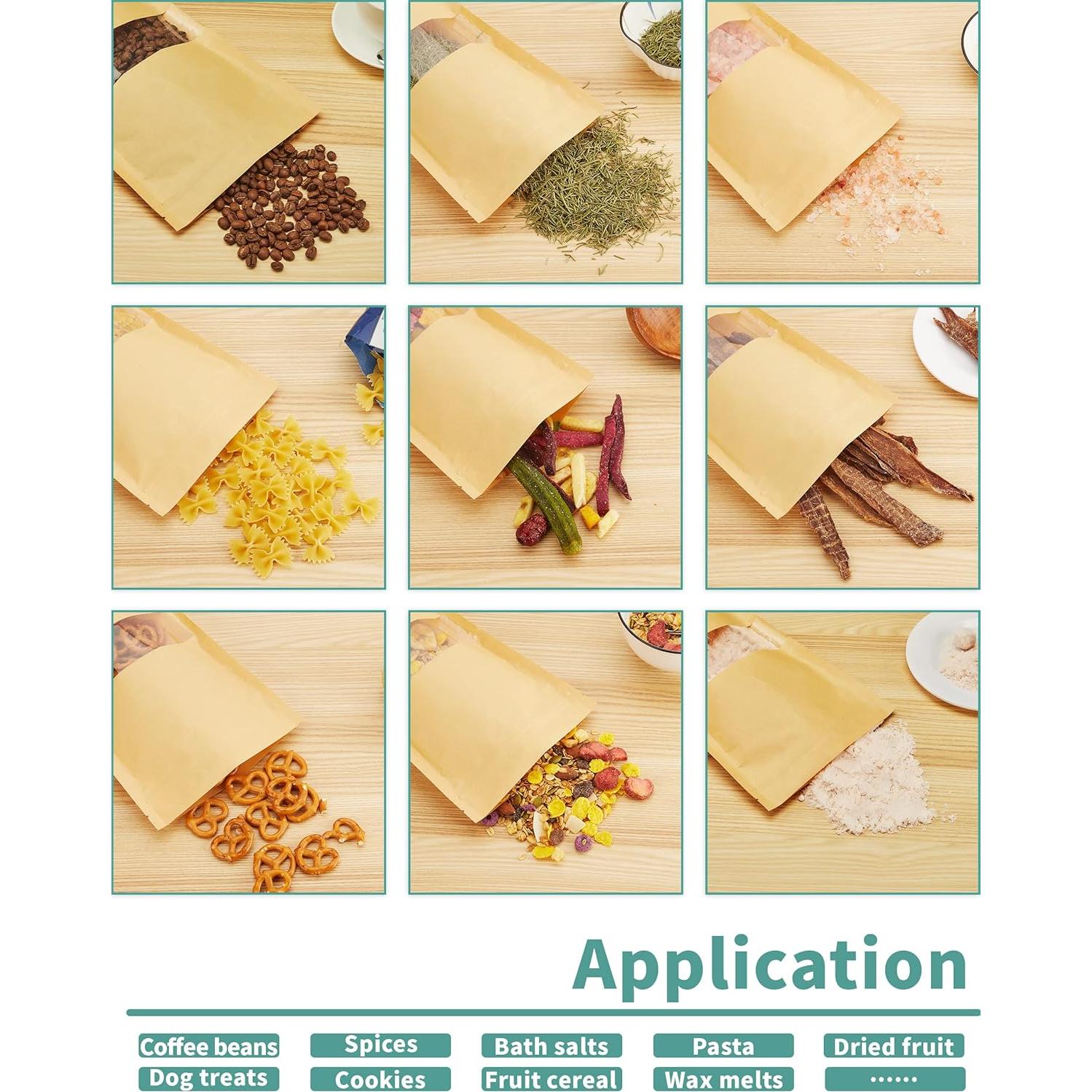 Bolsas de Papel Kraft con Ventana FireKylin 100 Pcs 8.89x13.97 cm