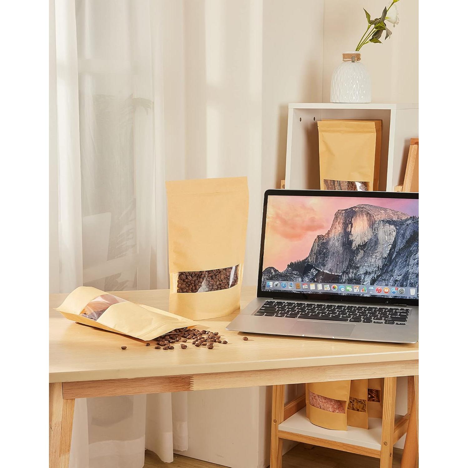 Bolsas de Papel Kraft con Ventana FireKylin 100 Pcs 8.89x13.97 cm