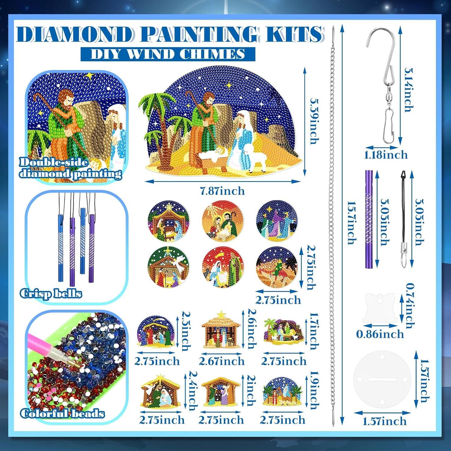 Campanas de Viento GlikCeil Escena de Natividad Azul 20x20 cm