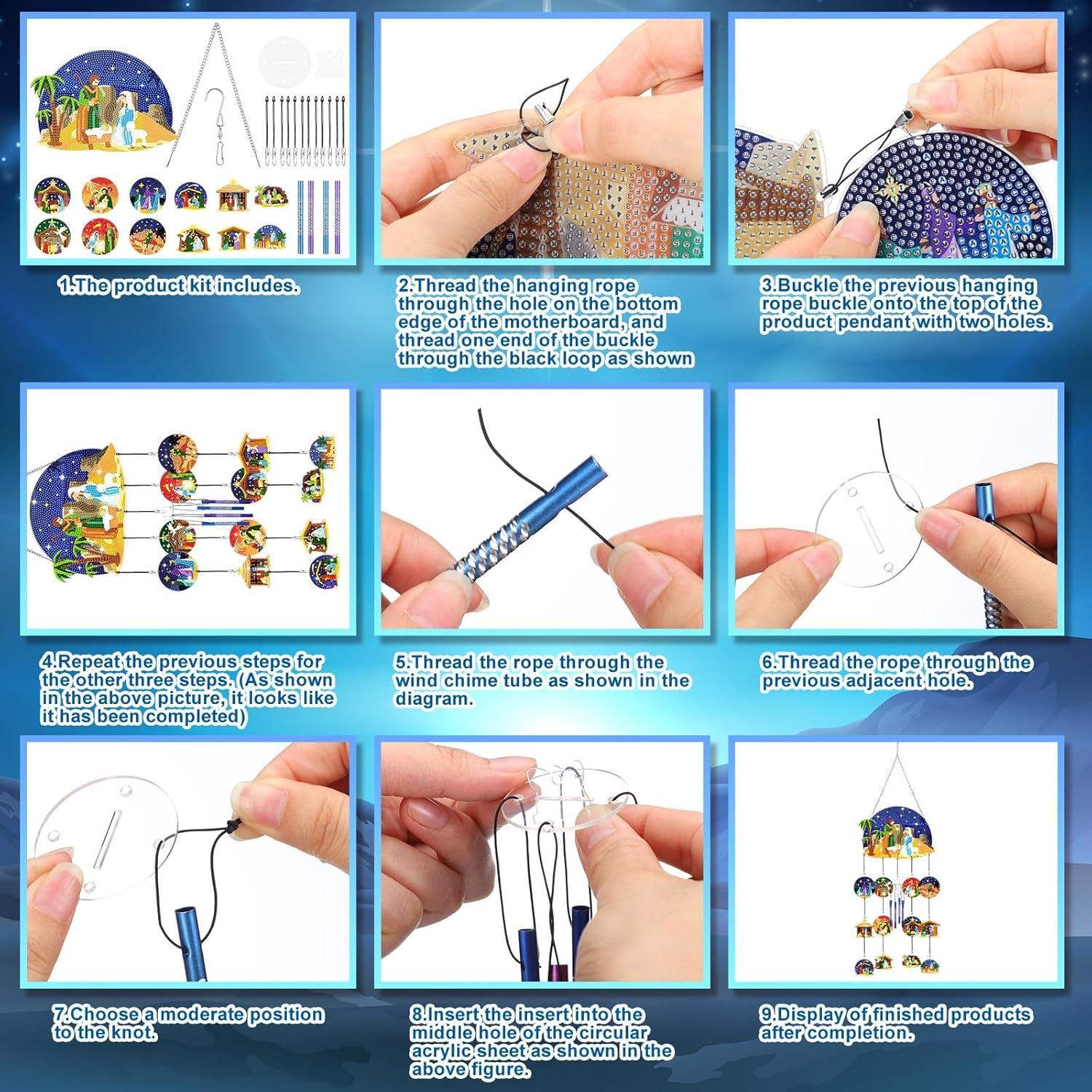 Campanas de Viento GlikCeil Escena de Natividad Azul 20x20 cm