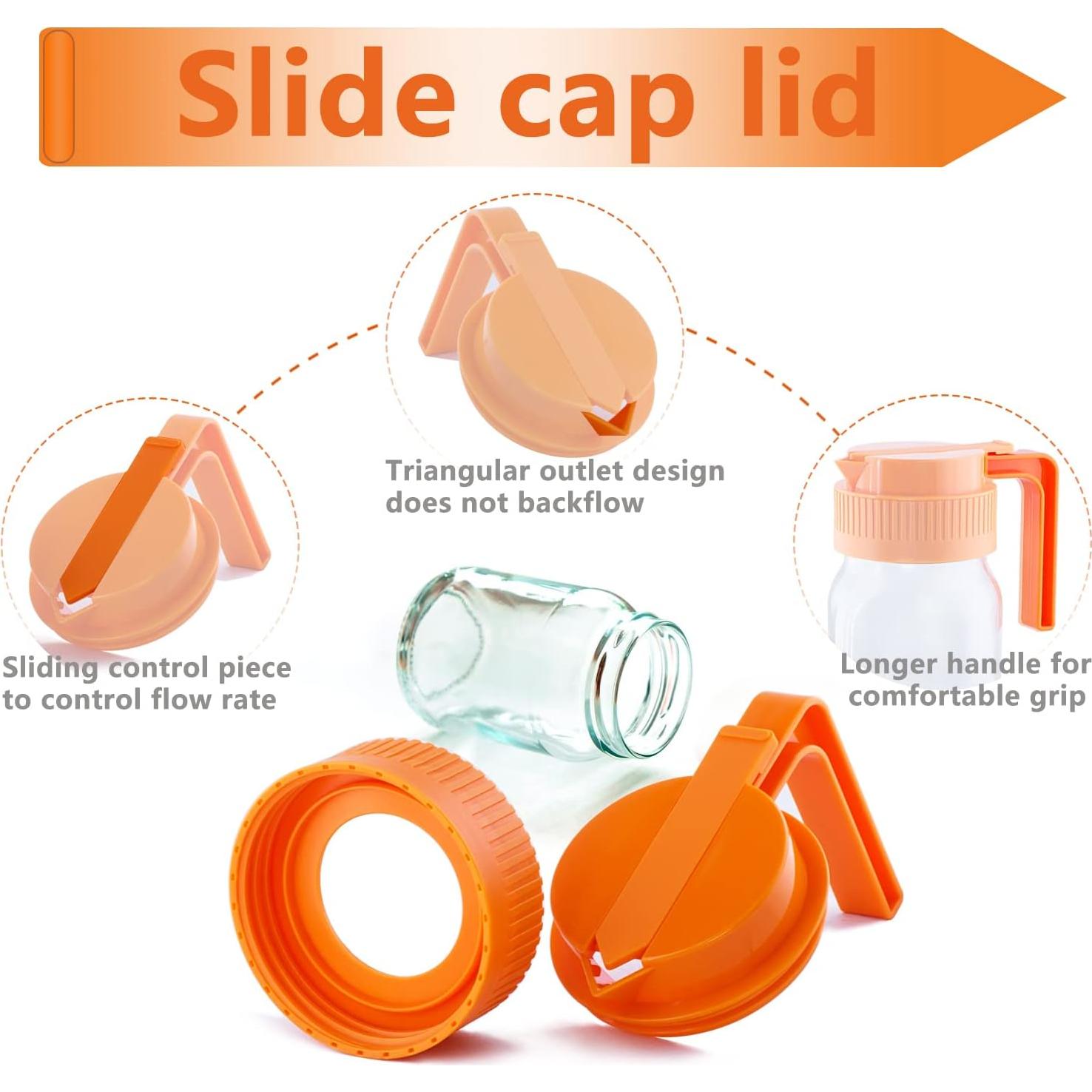 Tapa de vertido para frasco Mason UineHiot Naranja 86mm