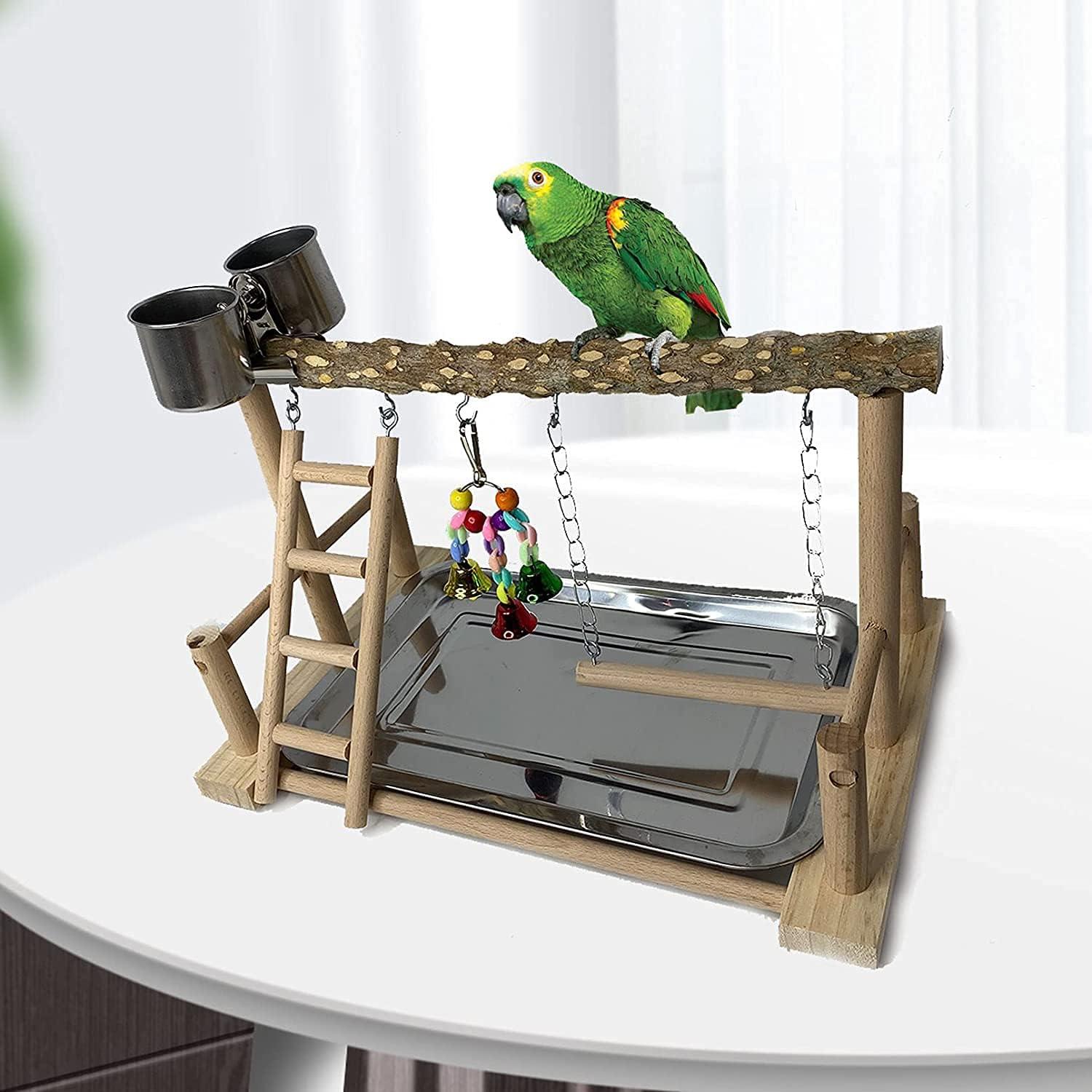 Soporte para Aves PINVNBY - Parque de Madera para Loros 37.5x24cm