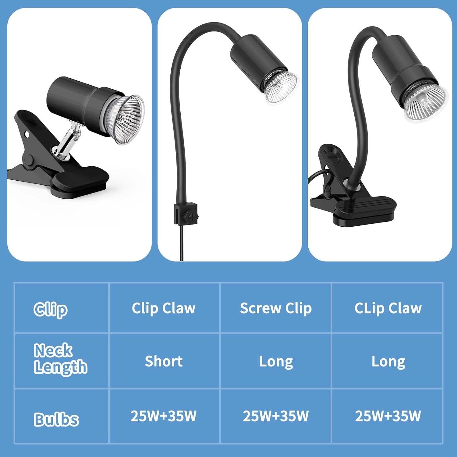 Lámpara de Calor para Reptiles Moonorange con 2 Bombillas 25W 35W