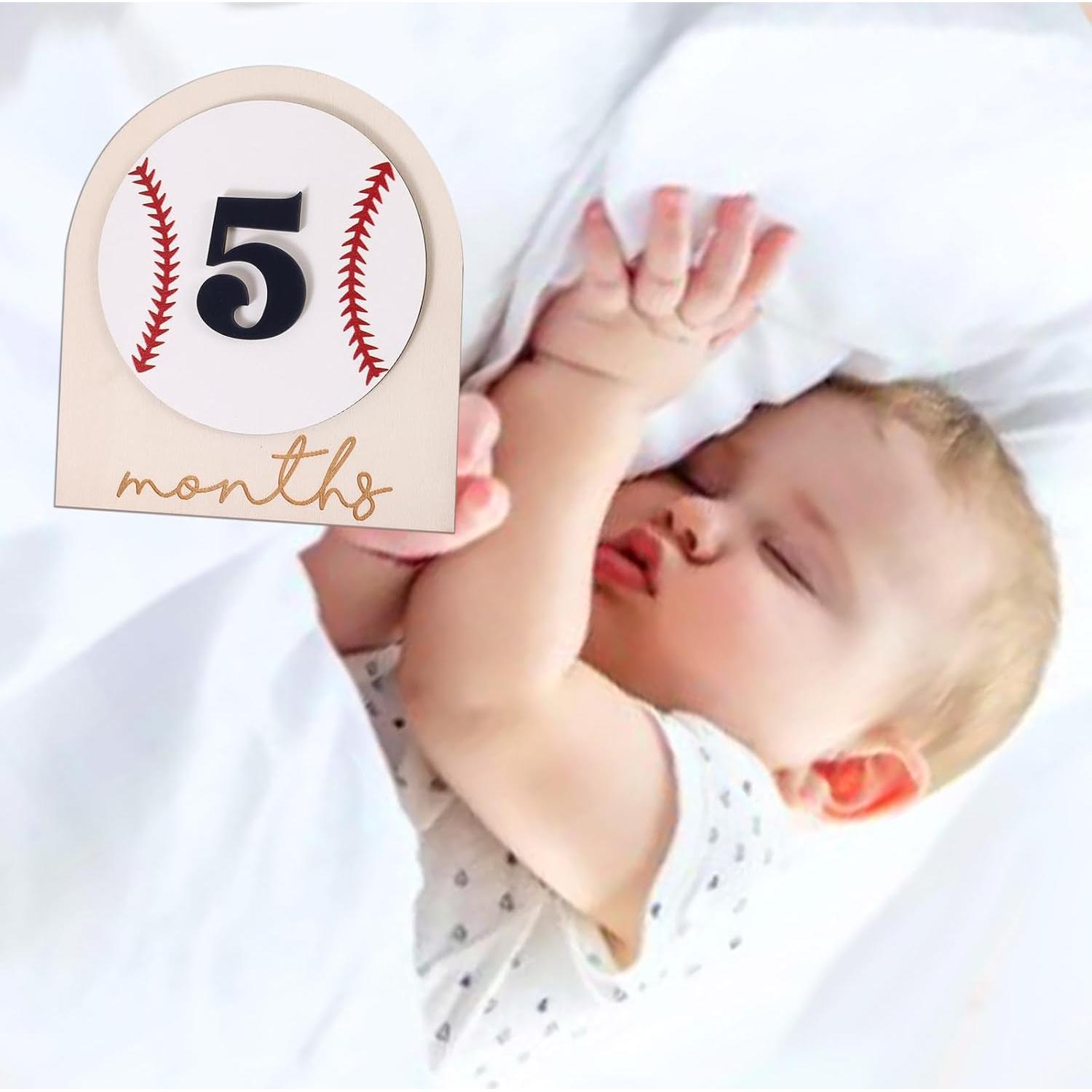 Carteles de Hitos Mensuales para Bebés RANERVZ - Madera 15x18 cm