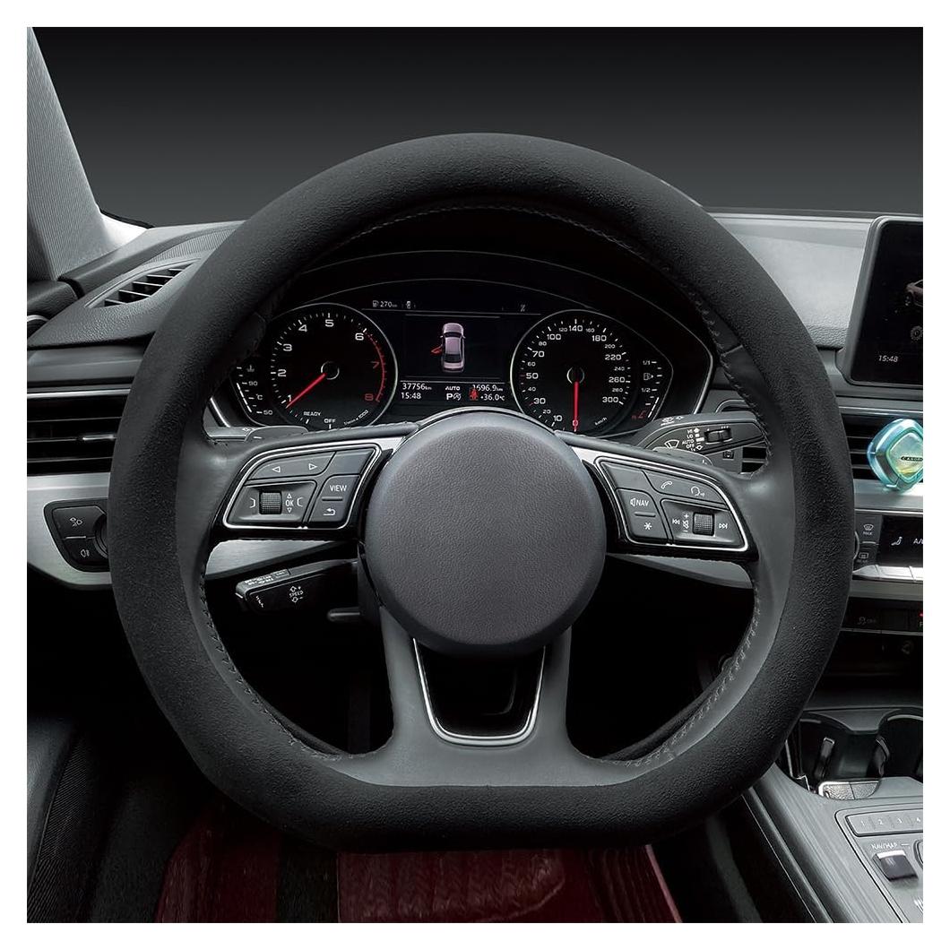 Funda de Volante de Suede Carodi 15" Antideslizante Negro