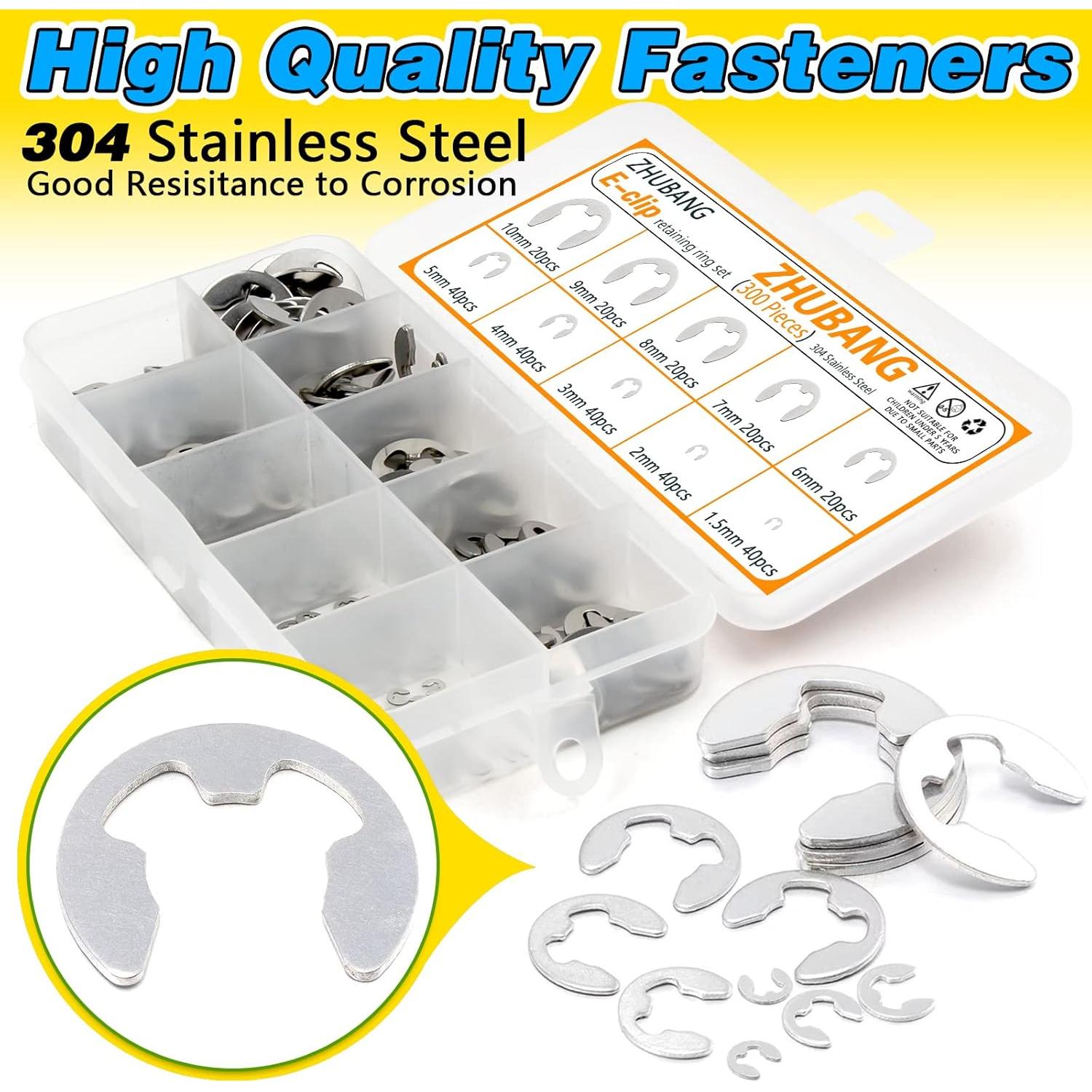 Kit de Anillos de Retención Externos C-clip 800 Pcs Acero Inoxidable