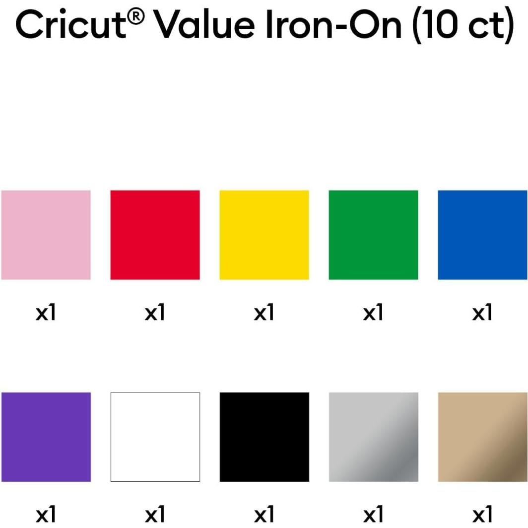 Cricut Valor Plancha Muestra Arcoíris 10 Hojas 30.5x30.5 cm