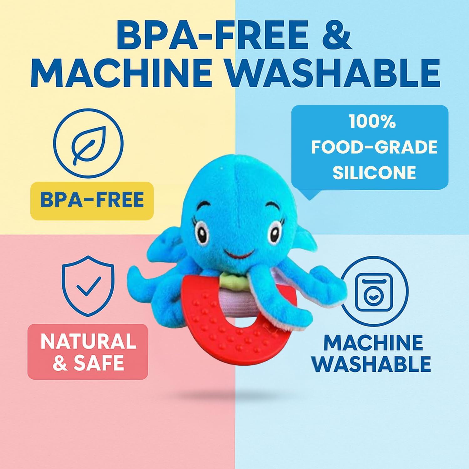 Mordedor de Dentición Pulpo Wristy Buddy - Silicona Suave 0-12 Meses