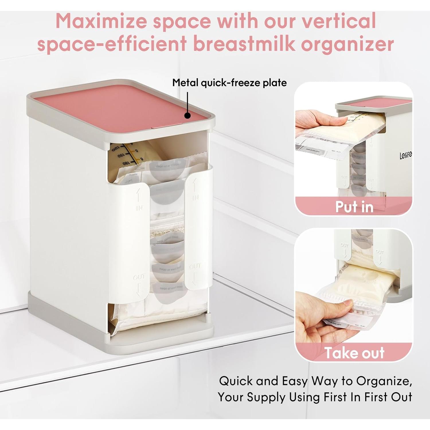 Organizador de Congelador Lelife para Leche Materna Rosa 1700ml