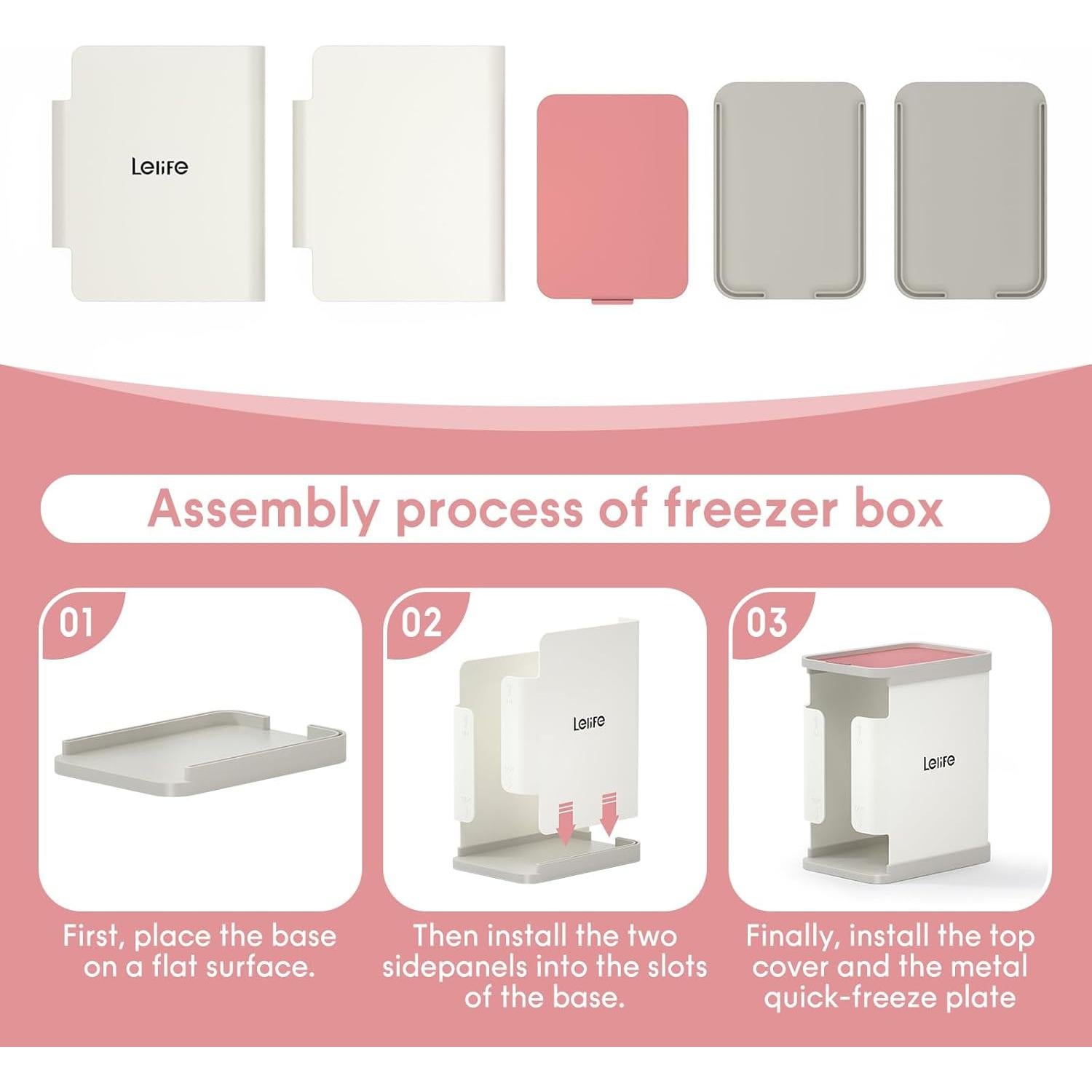 Organizador de Congelador Lelife para Leche Materna Rosa 1700ml