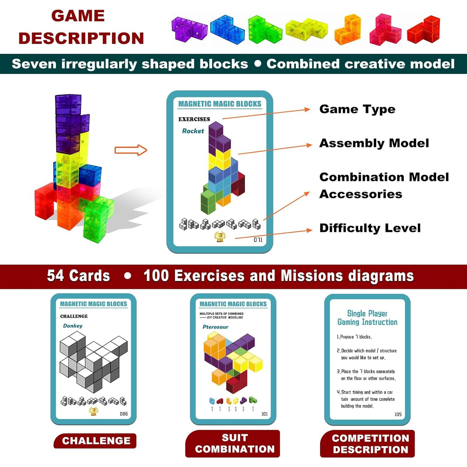 Bloques de Construcción Magnéticos 3D OUXIA - Set de 7 Piezas