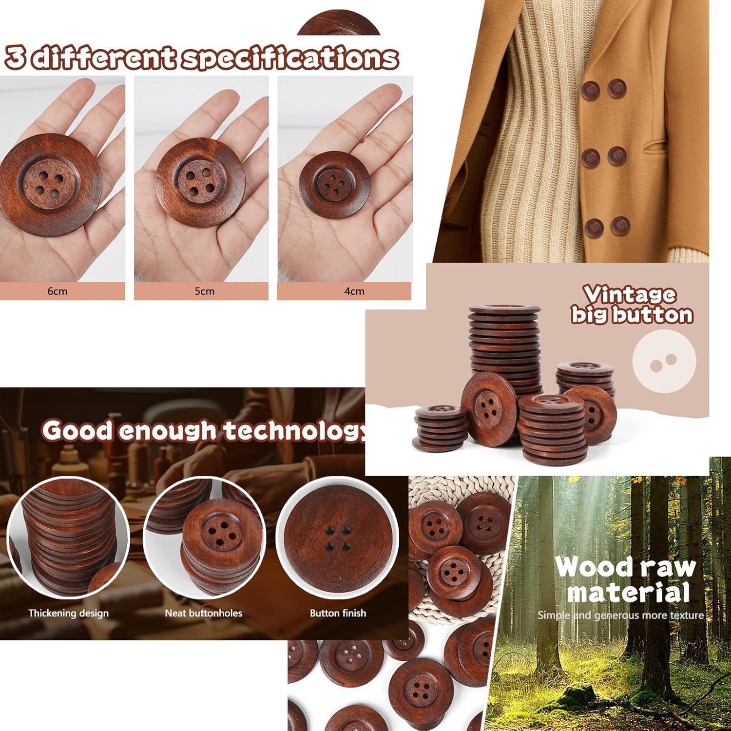 Botones Redondos de Madera Chenkou Craft 40mm 20pcs Marrón Claro