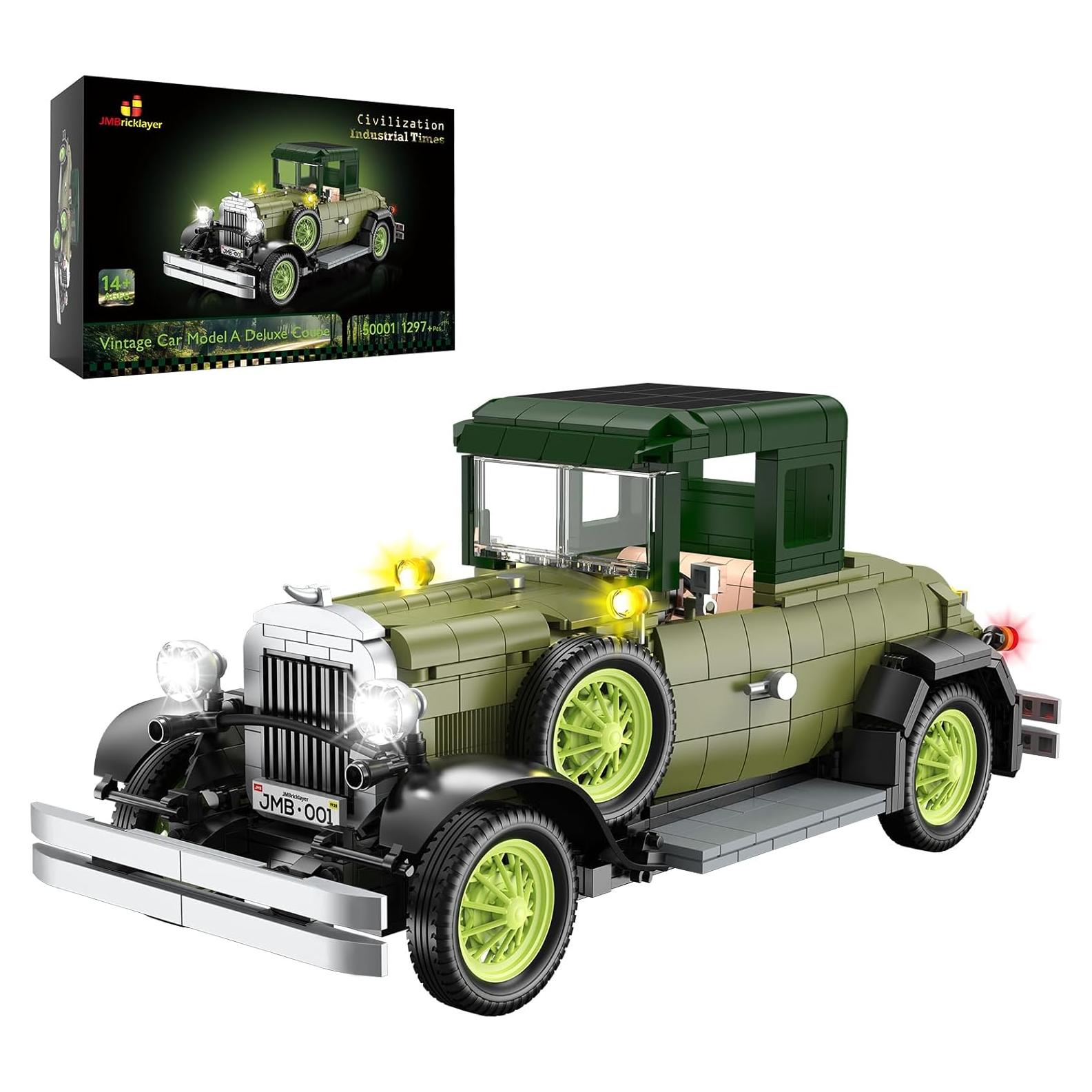 JMBricklayer Coches Vintage 50001 con Luces 1297 Piezas