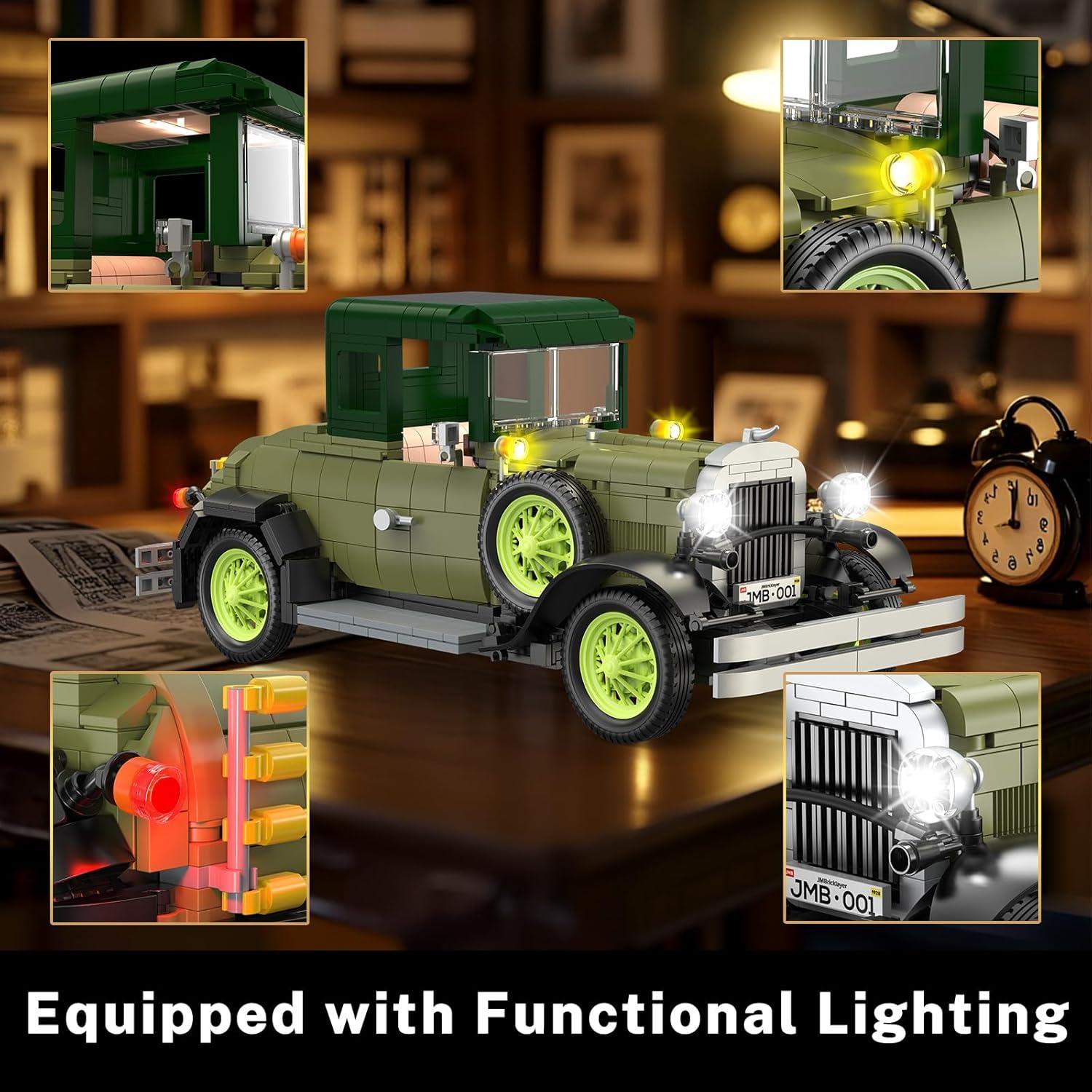 JMBricklayer Coches Vintage 50001 con Luces 1297 Piezas