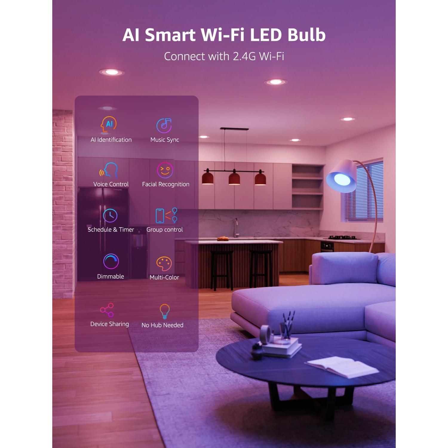 Bombillas LED Inteligentes Lepro BR1 RGBWW 8W Paquete de 4