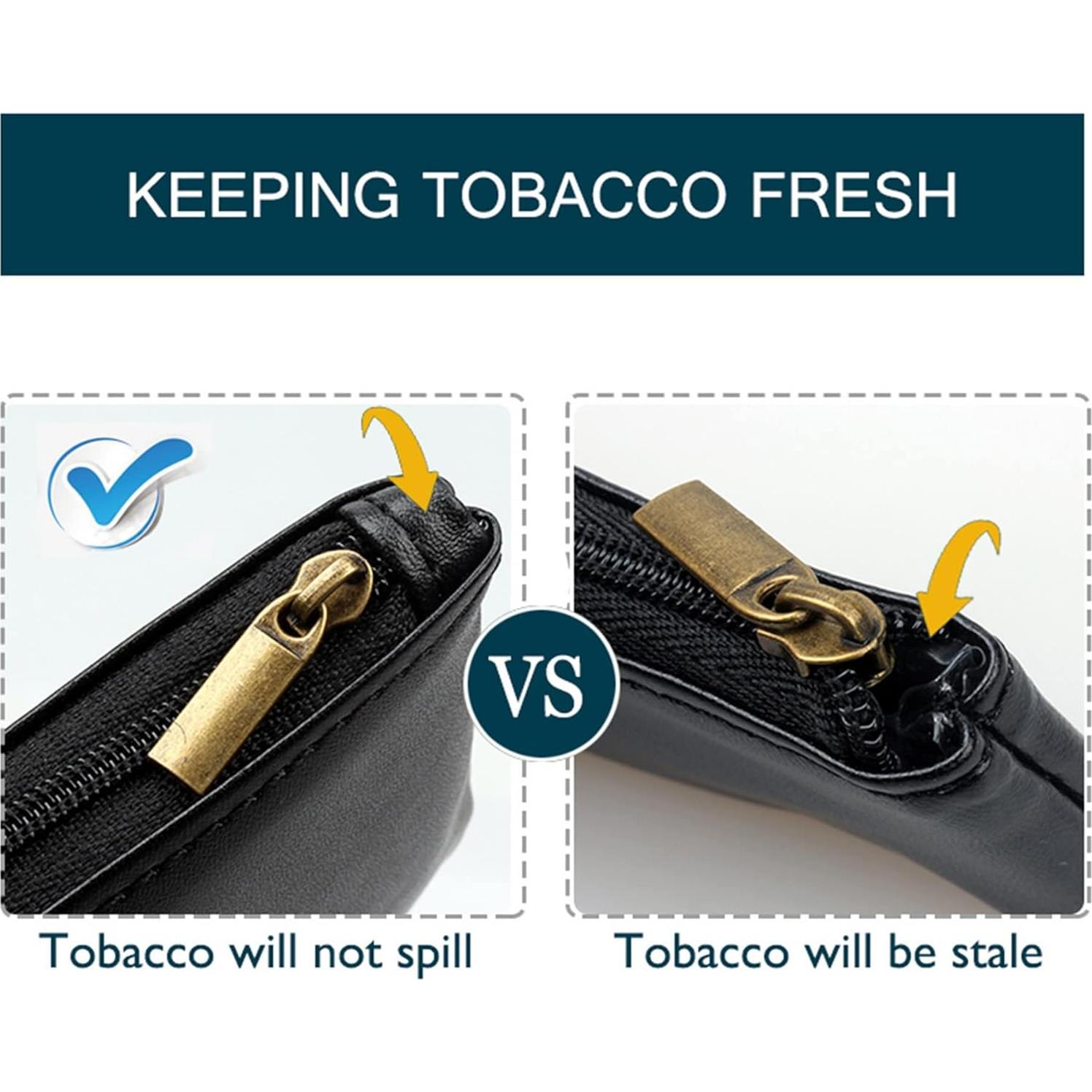 Bolsa de Tabaco FIREDOG CL74 de Cuero Negra para Pipa