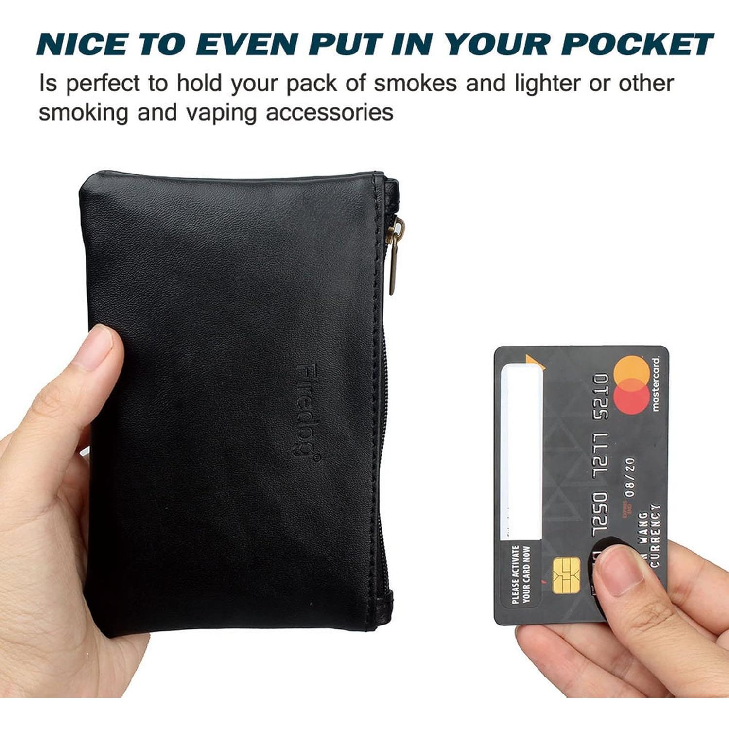 Bolsa de Tabaco FIREDOG CL74 de Cuero Negra para Pipa