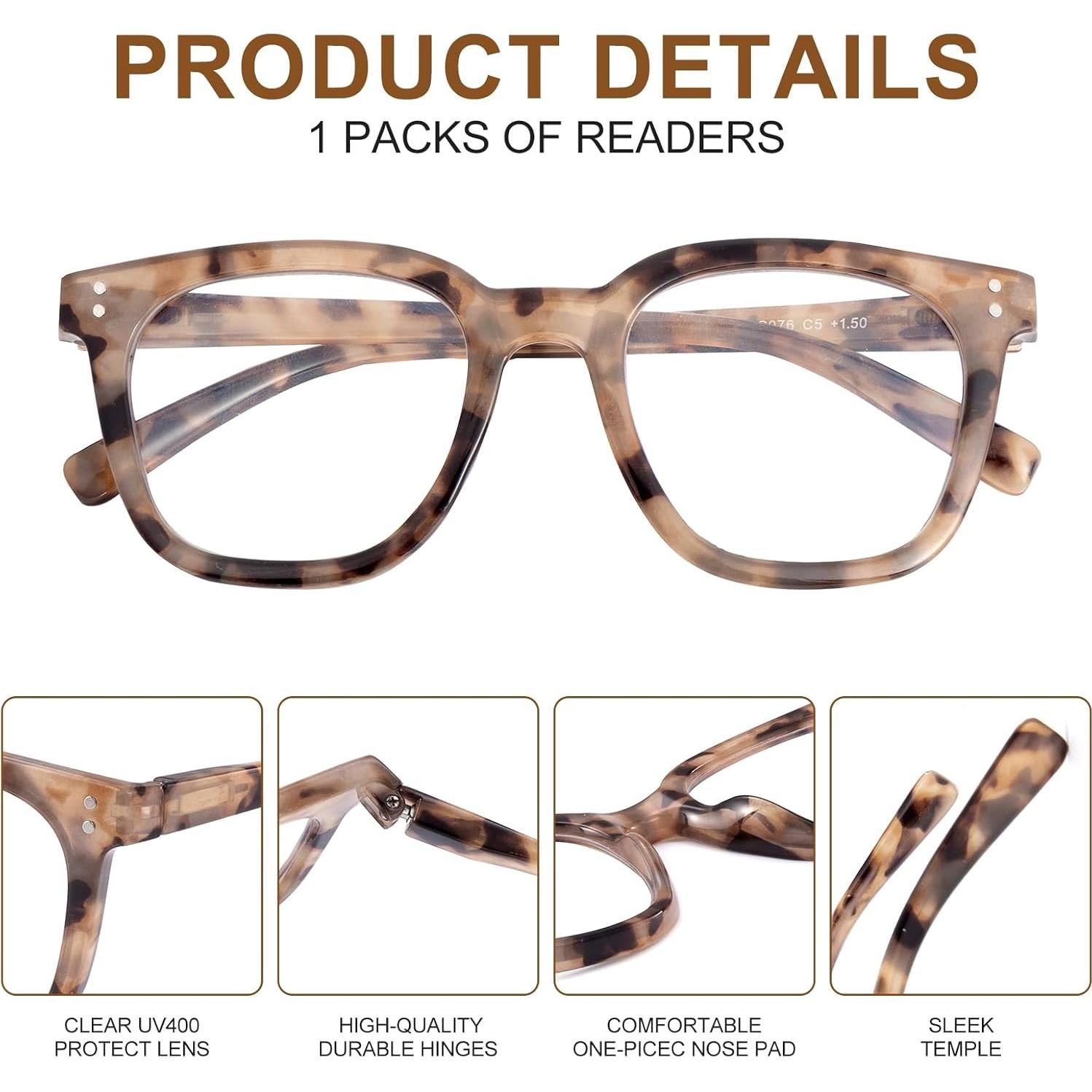 Gafas de lectura Firstsense carey ámbar +1.0 con bloqueo luz azul