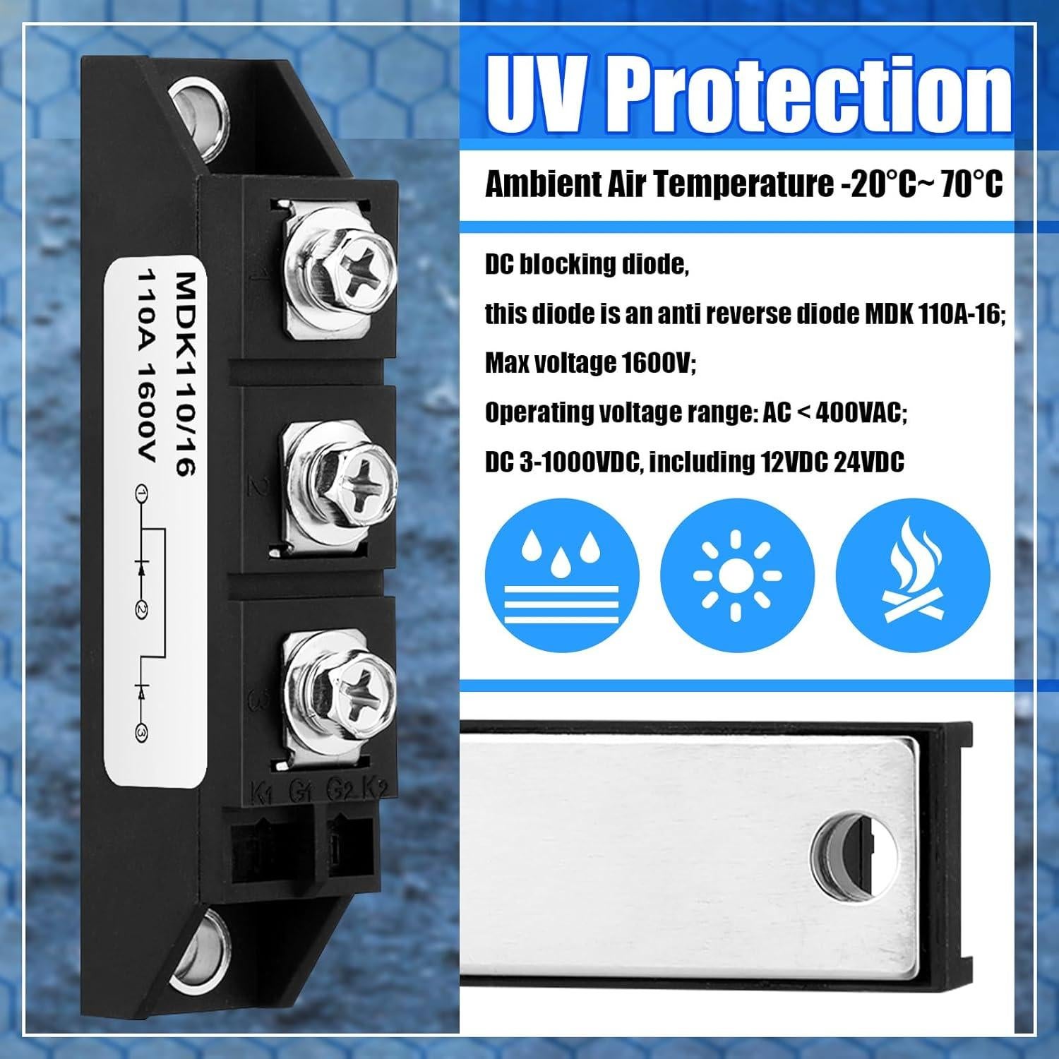 Diodo Solar Yexiya MDK 110A-16 Antirreversa 1600V 100A