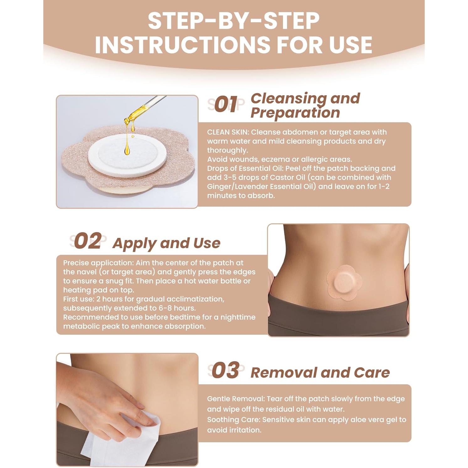 54 Parches de Aceite de Ricino GREBIKE Autoadhesivos 7x7cm