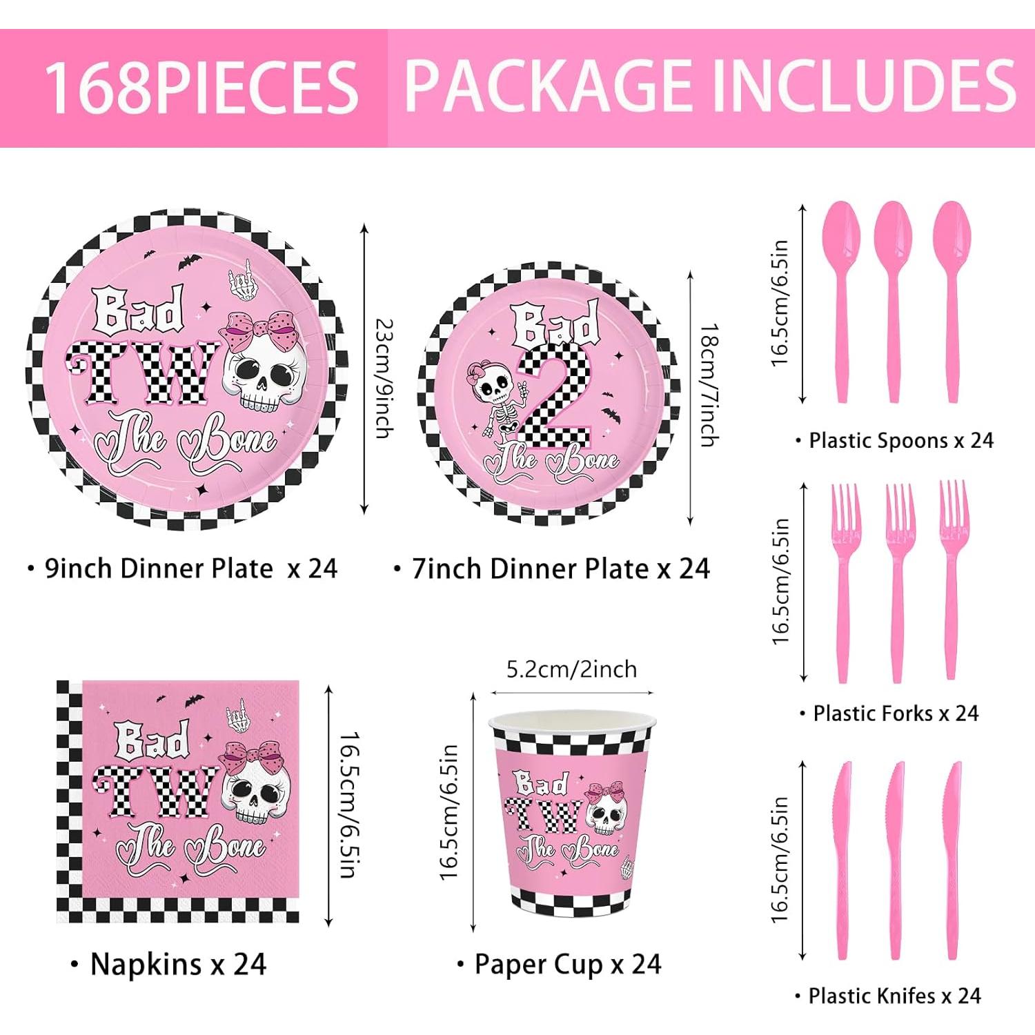 Set de Cumpleaños Malos Dos El Hueso 168 Piezas Rosa