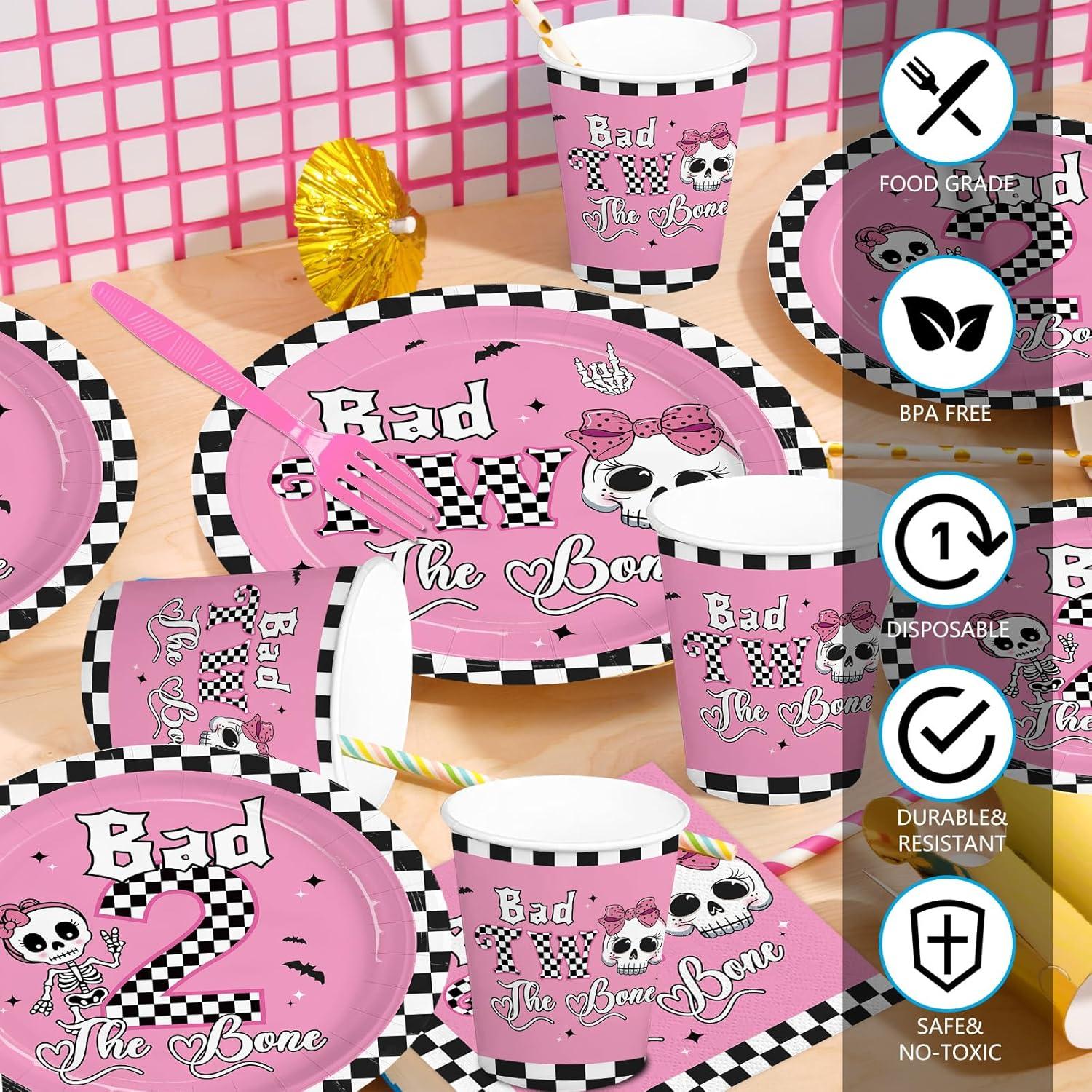 Set de Cumpleaños Malos Dos El Hueso 168 Piezas Rosa
