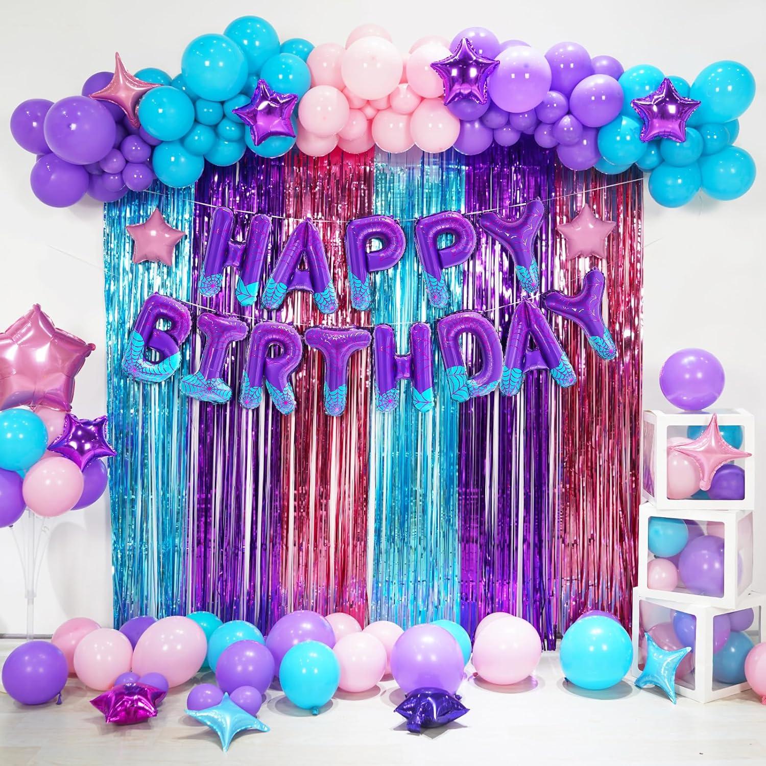 Decoración de Cumpleaños Spider Girl FANGBBO con Globos Morado
