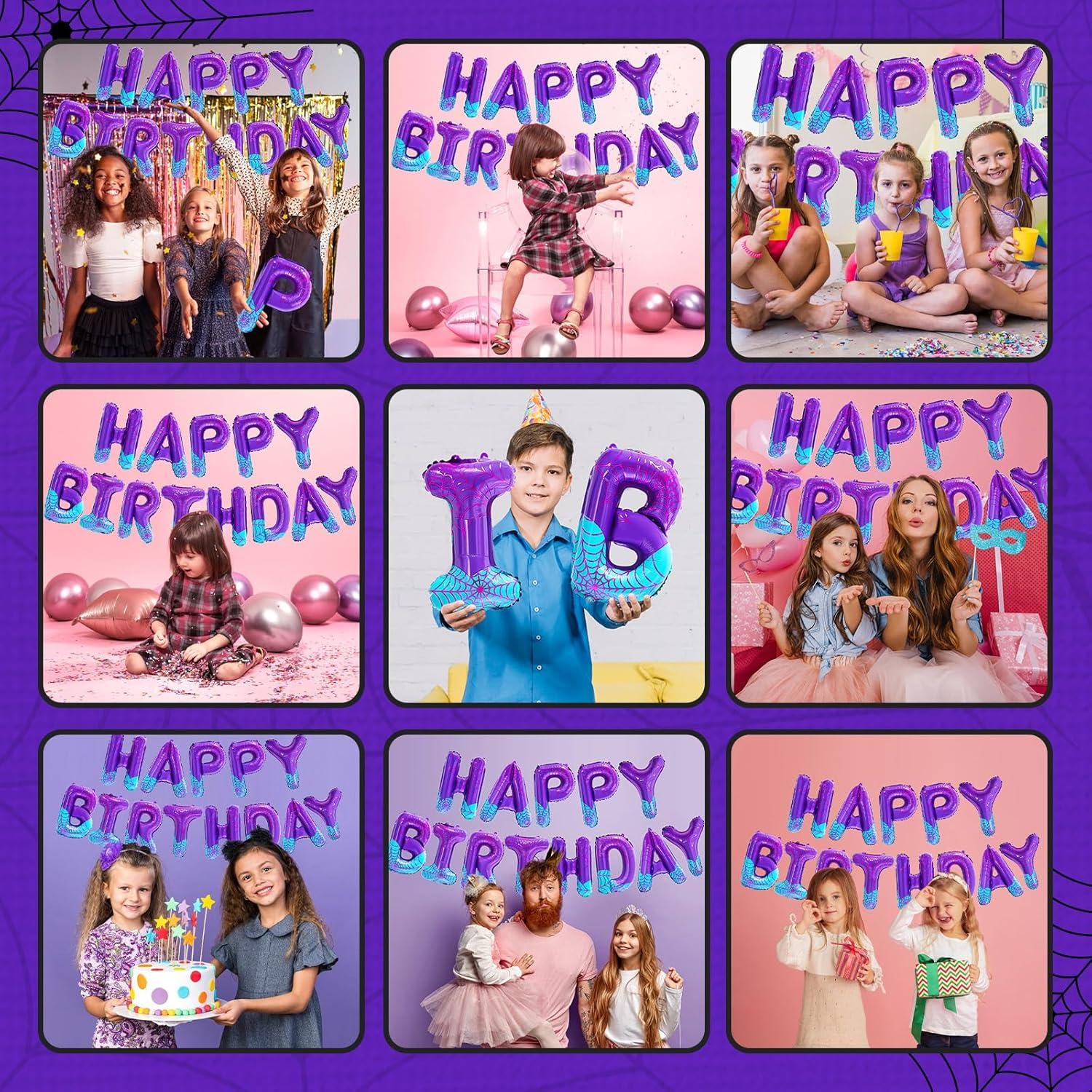 Decoración de Cumpleaños Spider Girl FANGBBO con Globos Morado