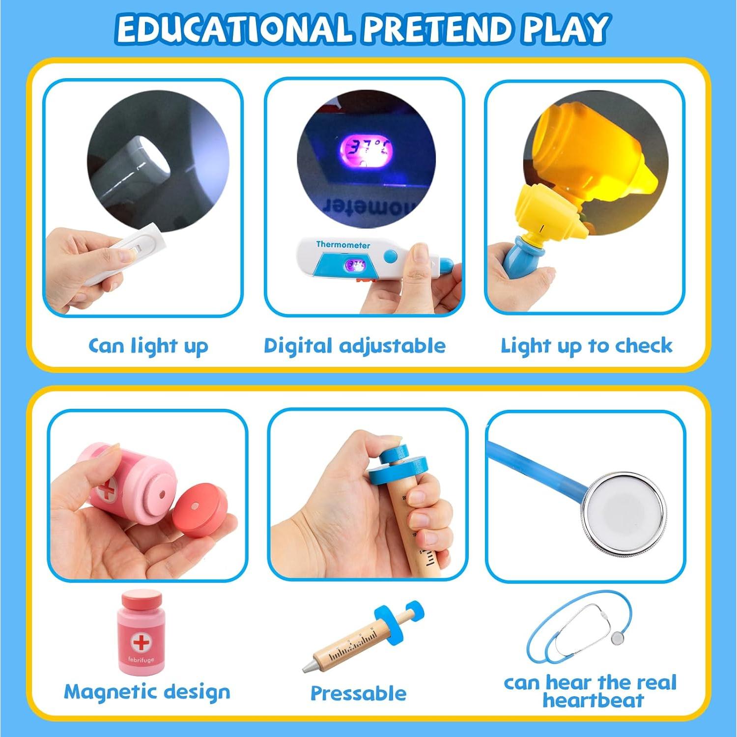 Kit de Doctor para Niños XZZO 36 Piezas con Estetoscopio