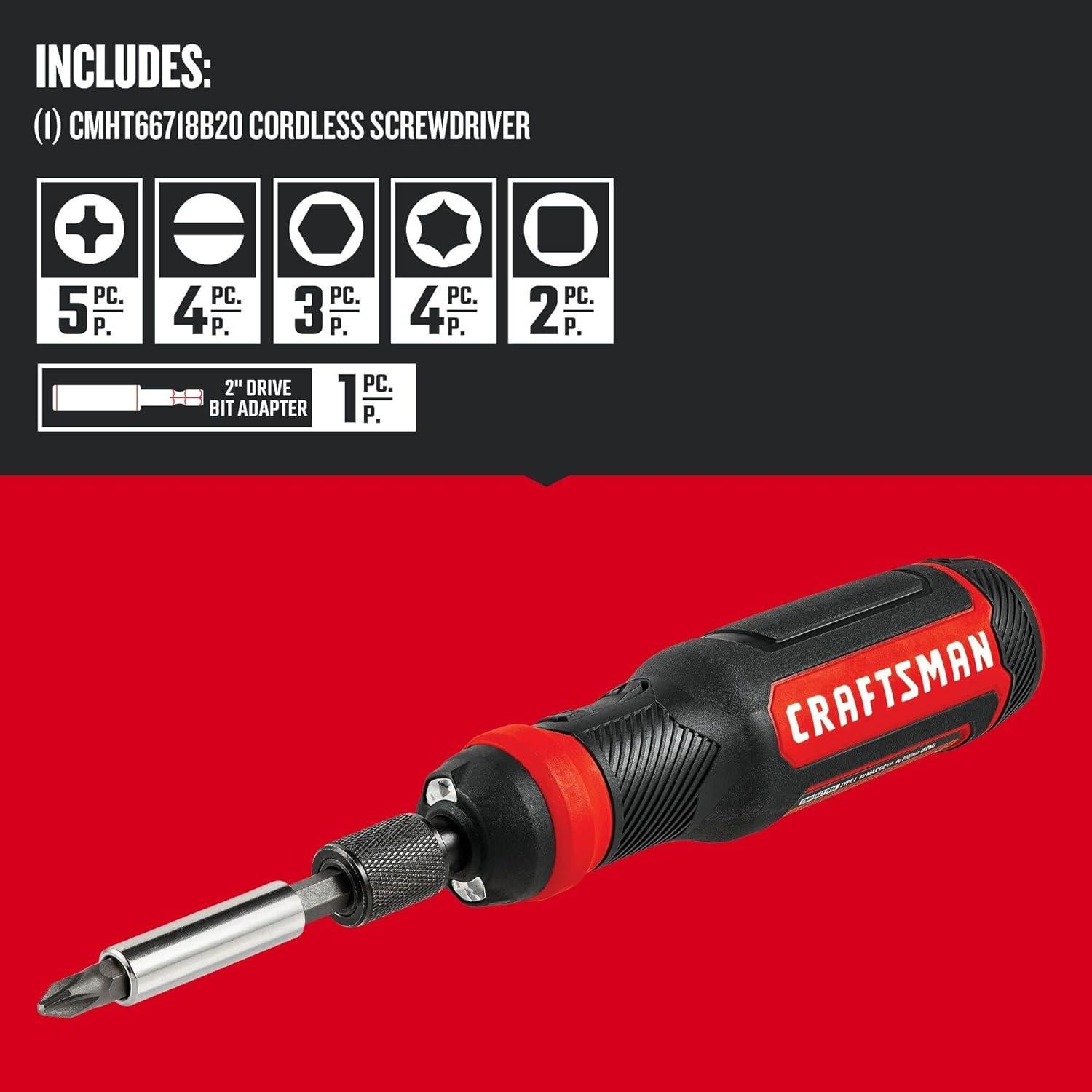 Destornillador eléctrico CRAFTSMAN 4V, 300 RPM, 6 puntas