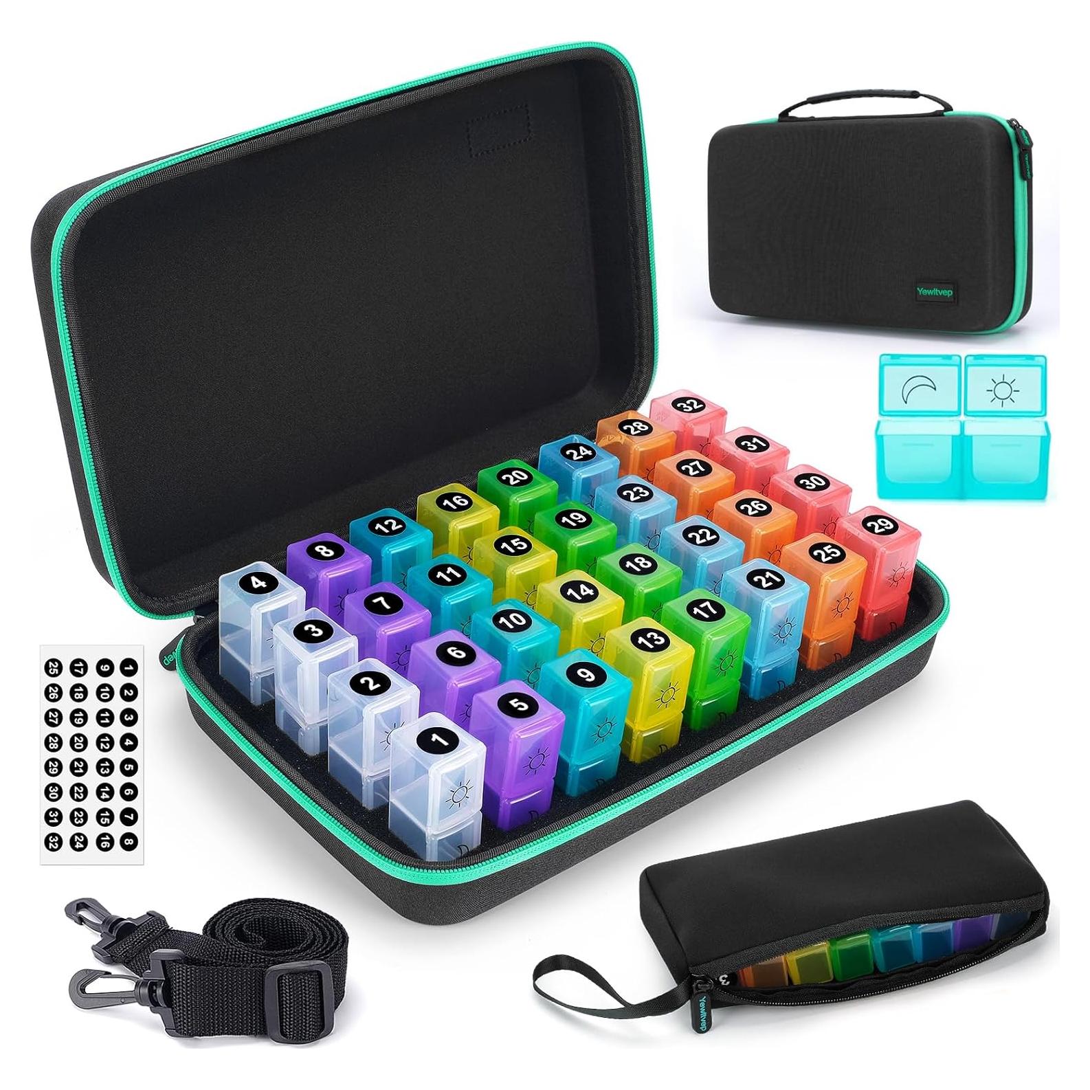 Organizador de Pastillas Mensual Yewltvep 32 Compartimentos 2 Veces al Día