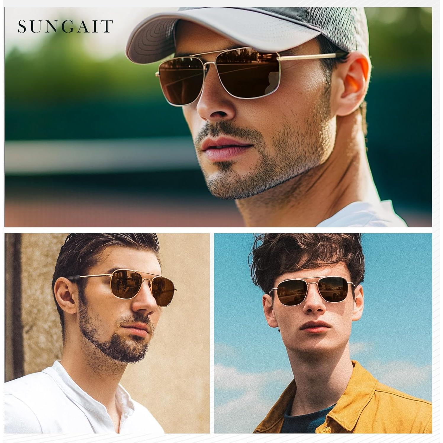 Gafas de sol piloto SUNGAIT polarizadas para hombres