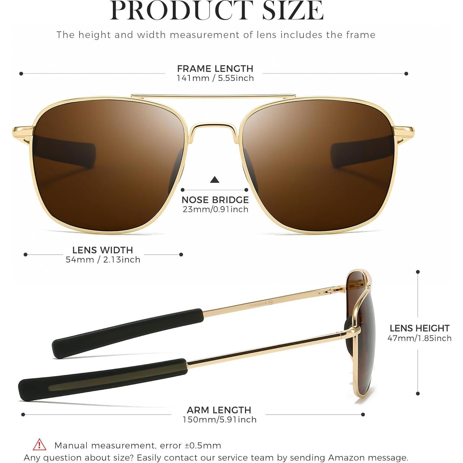 Gafas de sol piloto SUNGAIT polarizadas para hombres